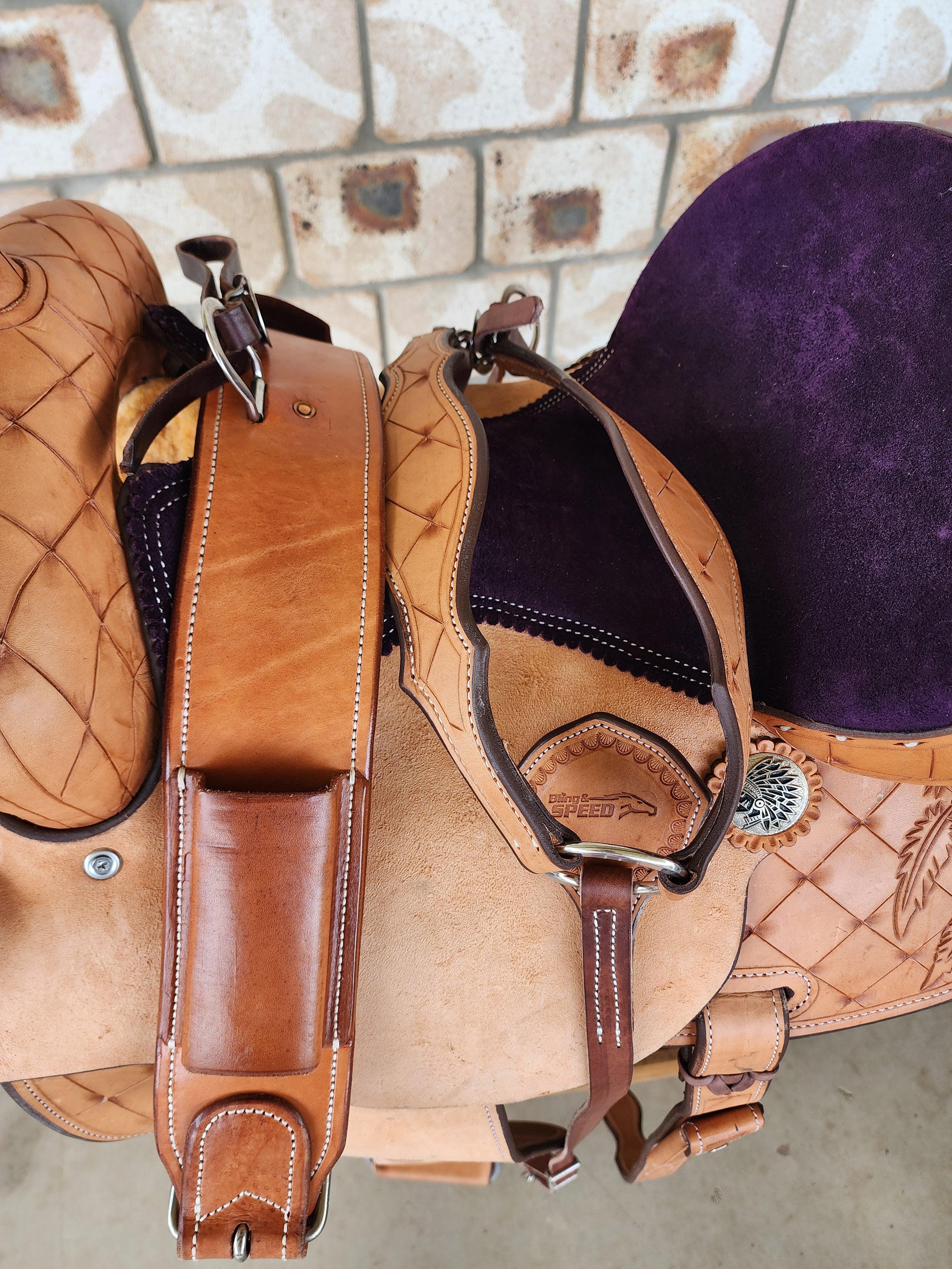 Leather Barrel Saddle - Indigo