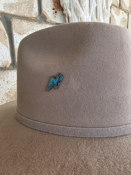 Turquoise Hat and Lightning - Enamel Hat Pin