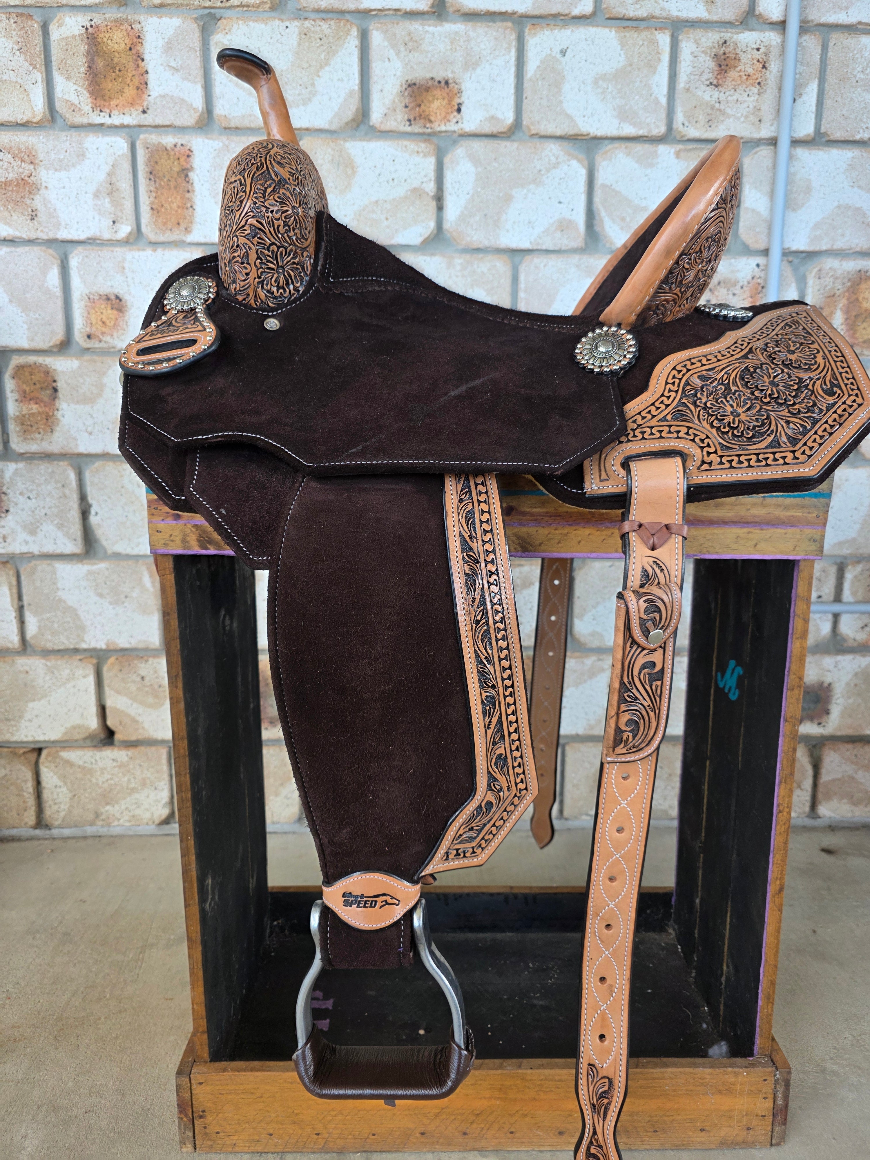 Neoprene Leather Mix Barrel Racing Saddle - NLBS1