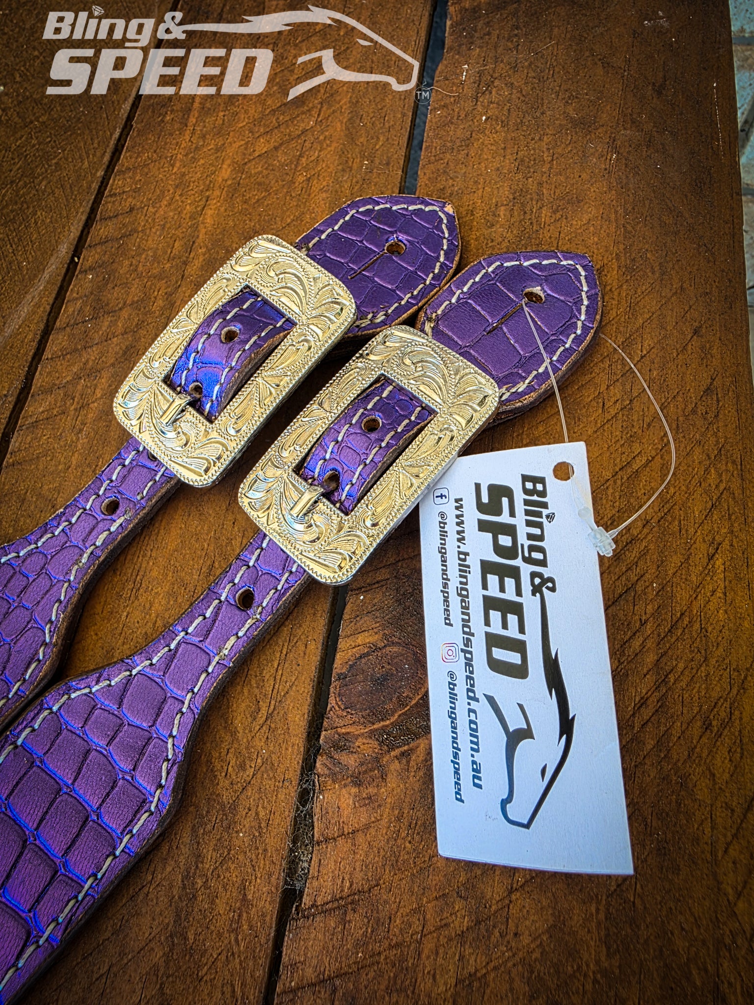 Purple Croc Spur Straps