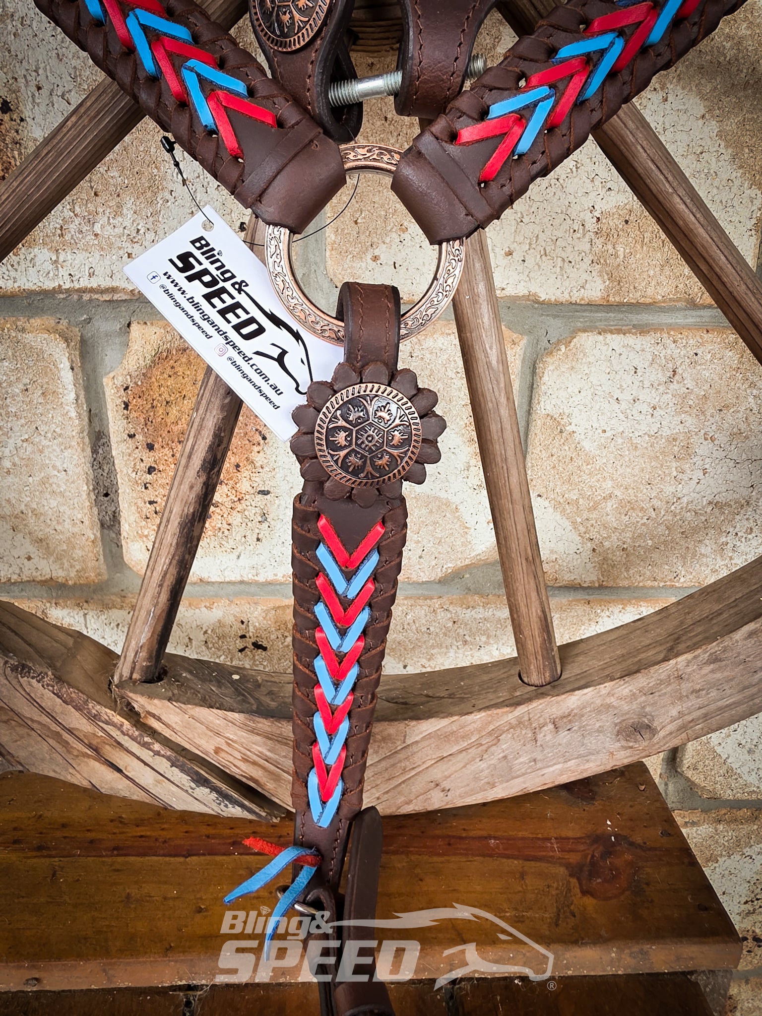 Red & Turquoise Buckstitch Western Tack Set