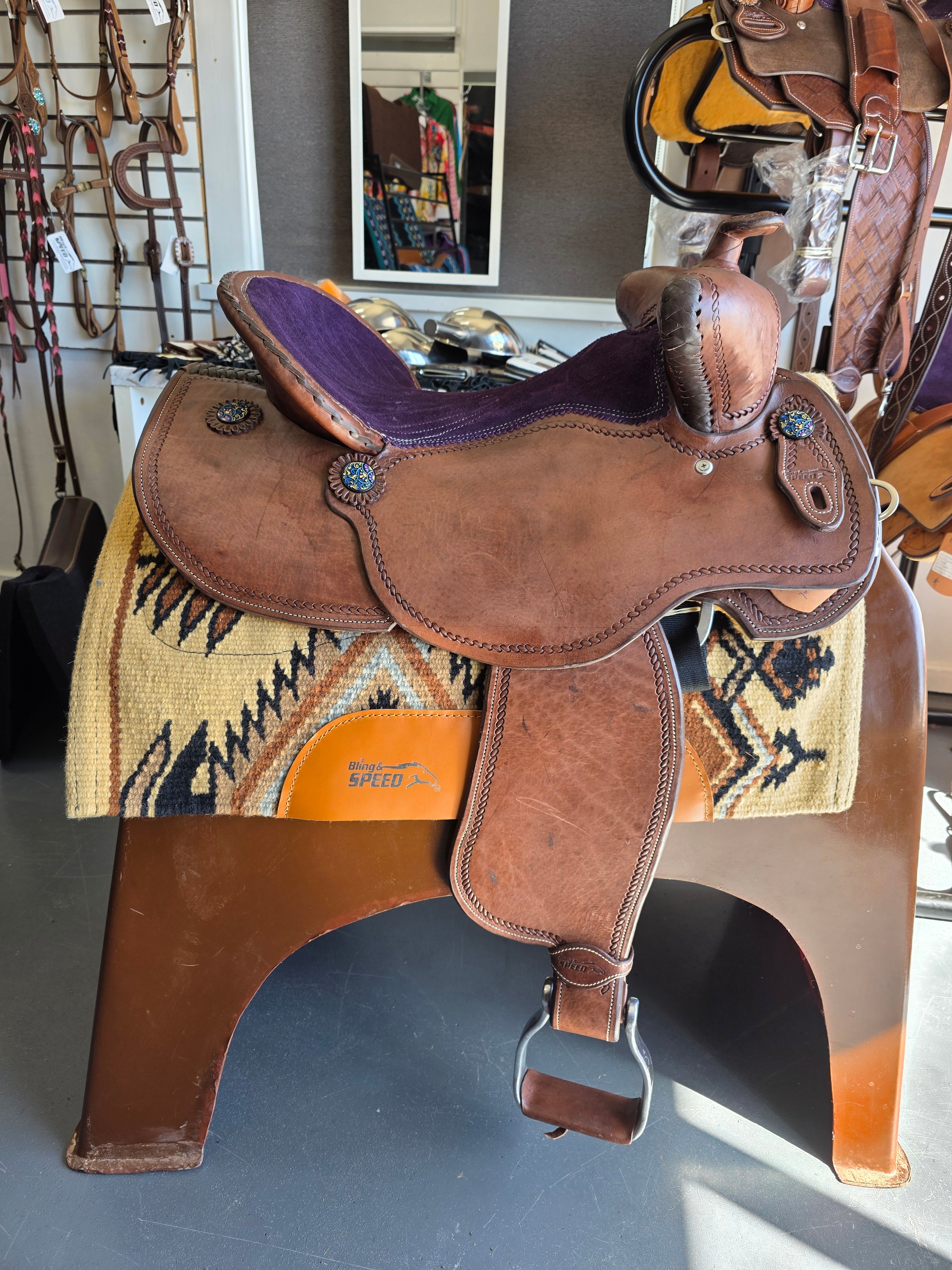 Bling and Speed All Round Western Saddle - 15.5" Seat, FQHB, 6.5" Gullet