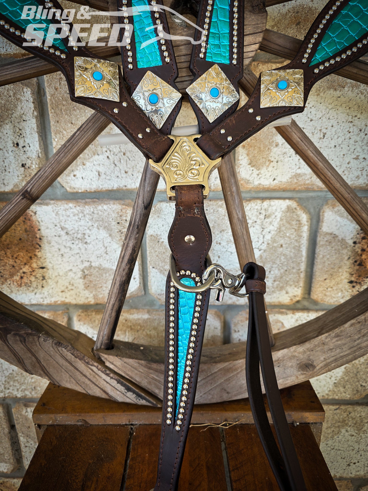 Turquoise Croc Inlay Tack Set