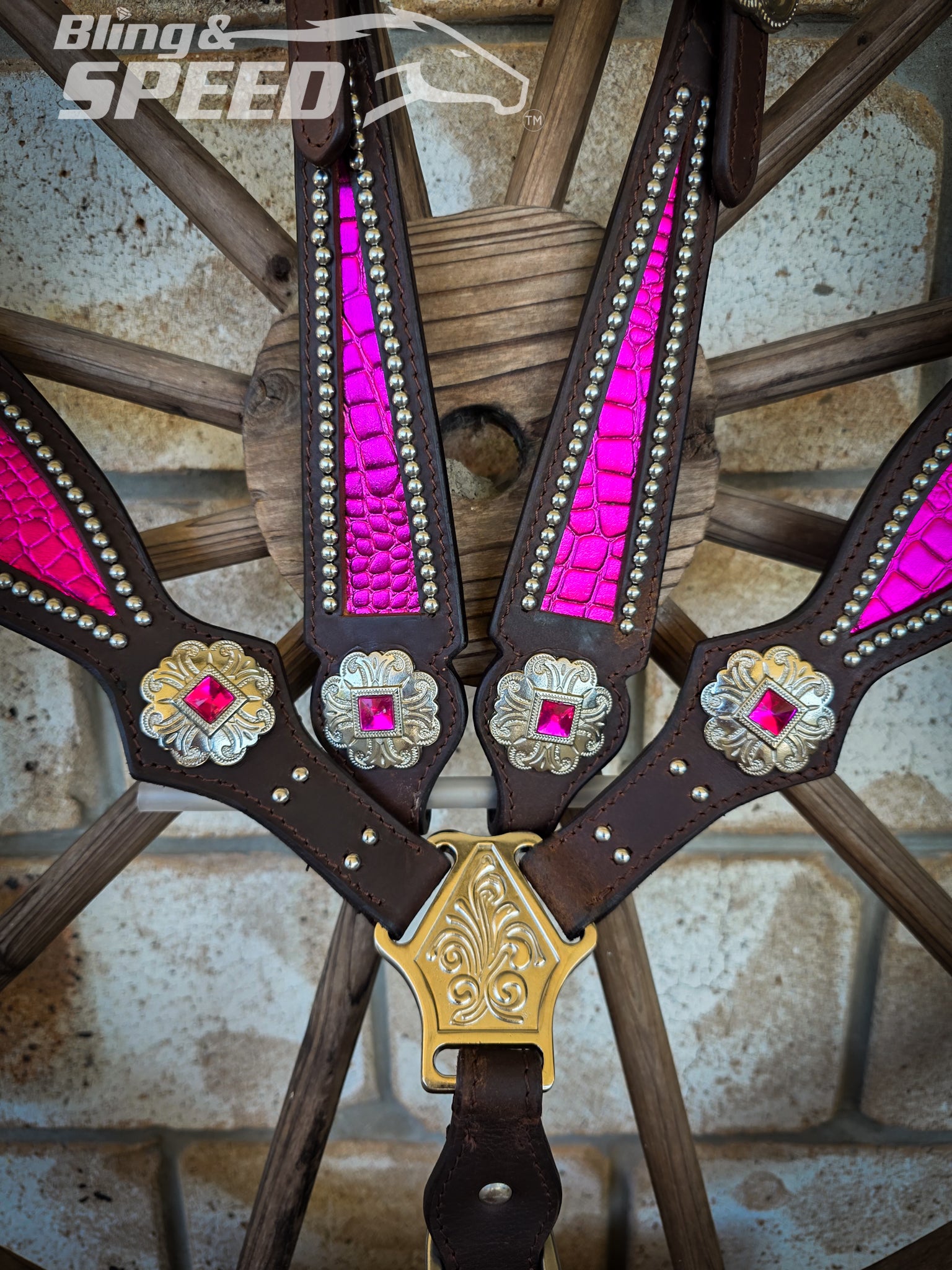 Hot Pink Croc Inlay Tack Set
