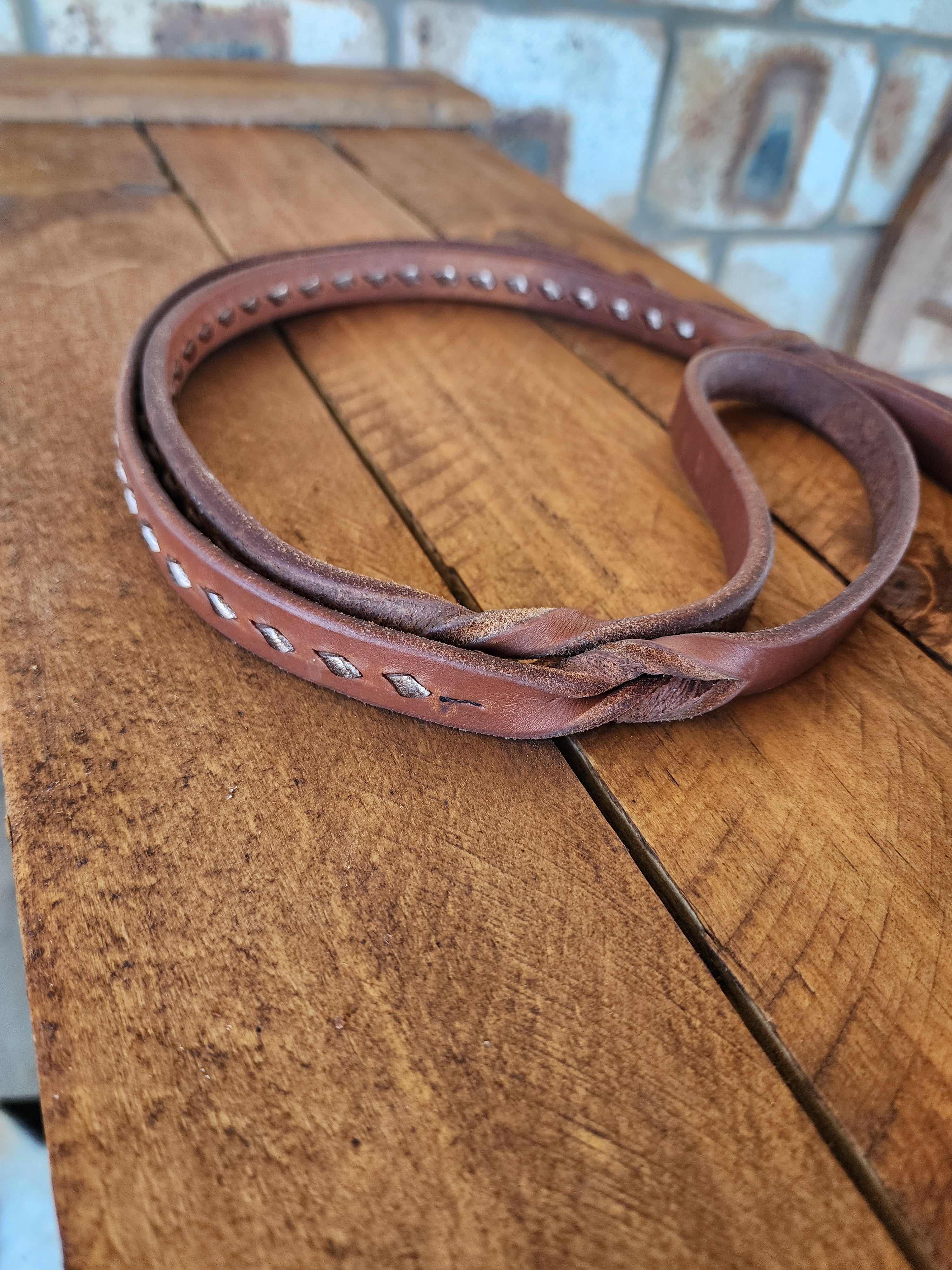 Bling & Speed Twisted Bloodknot Buckstitched Barrel Reins - Pewter