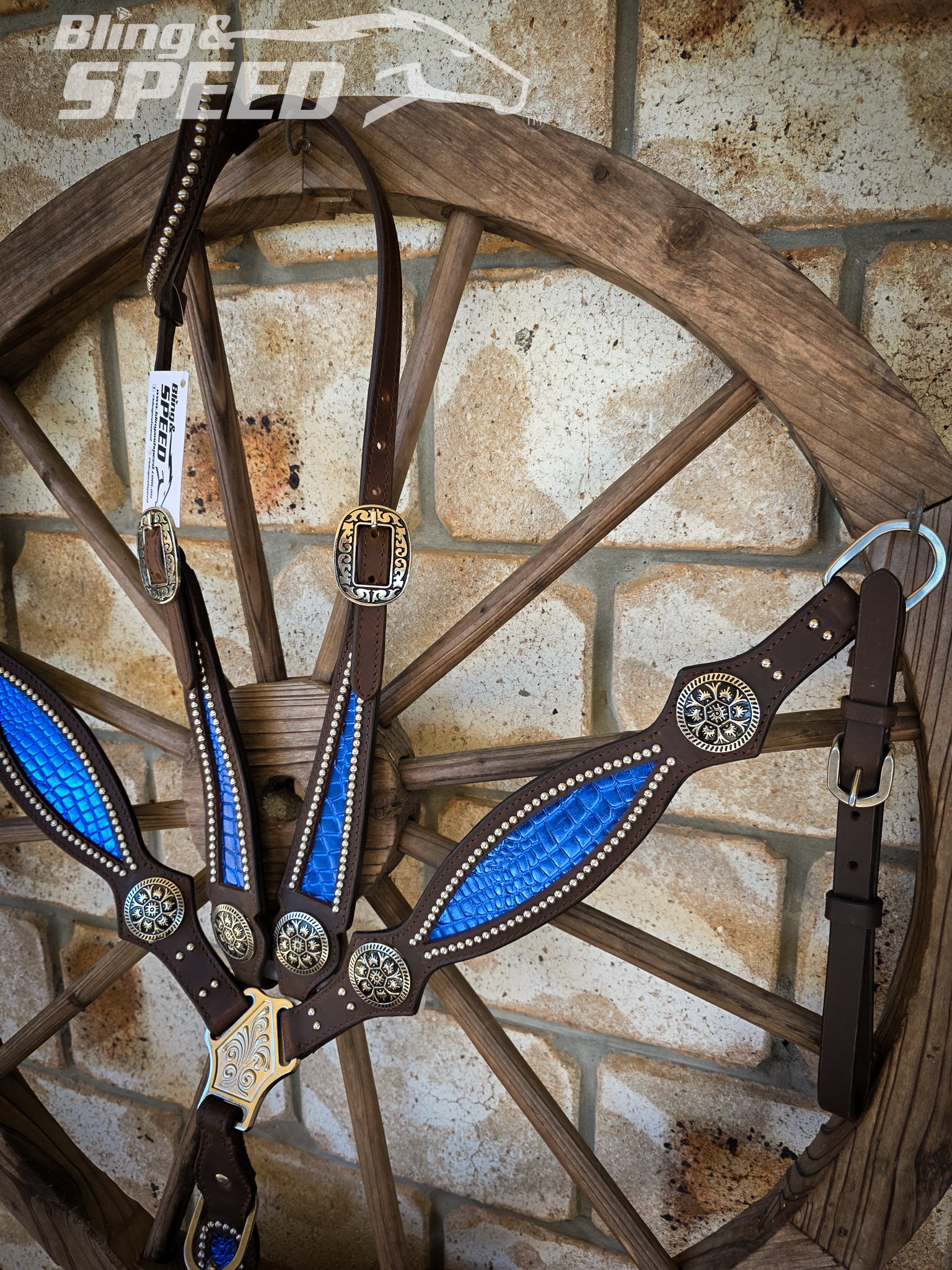 Blue Croc Inlay Tack Set