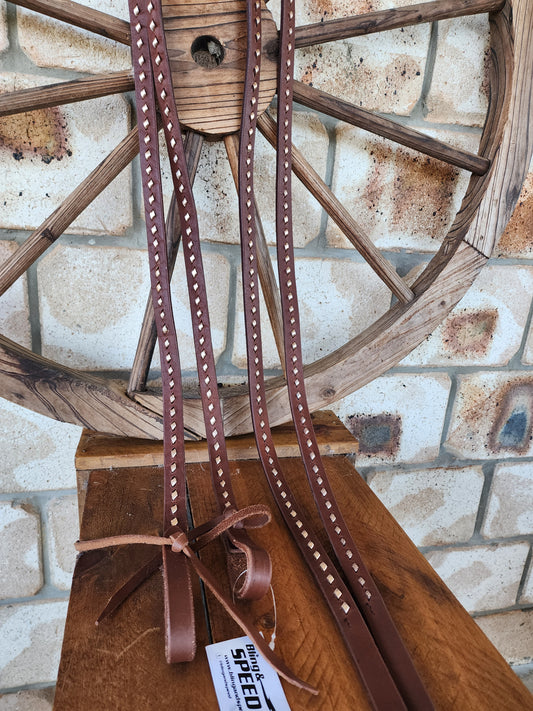 Bling & Speed Rose Gold Buckstitched Split Reins
