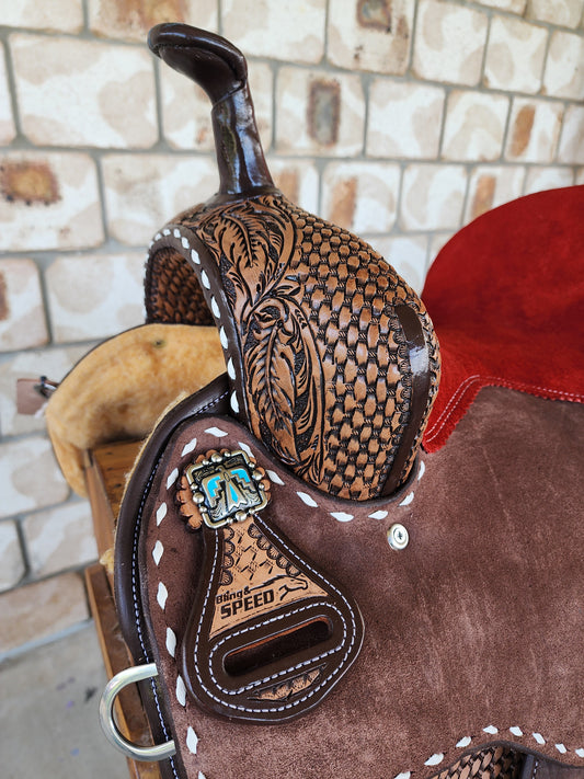 Leather Barrel Racing Saddle 14.5" - Jessie