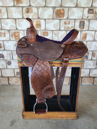 Leather Barrel Saddle - Sunny Days 14.5" FQHB, 7" Gullet