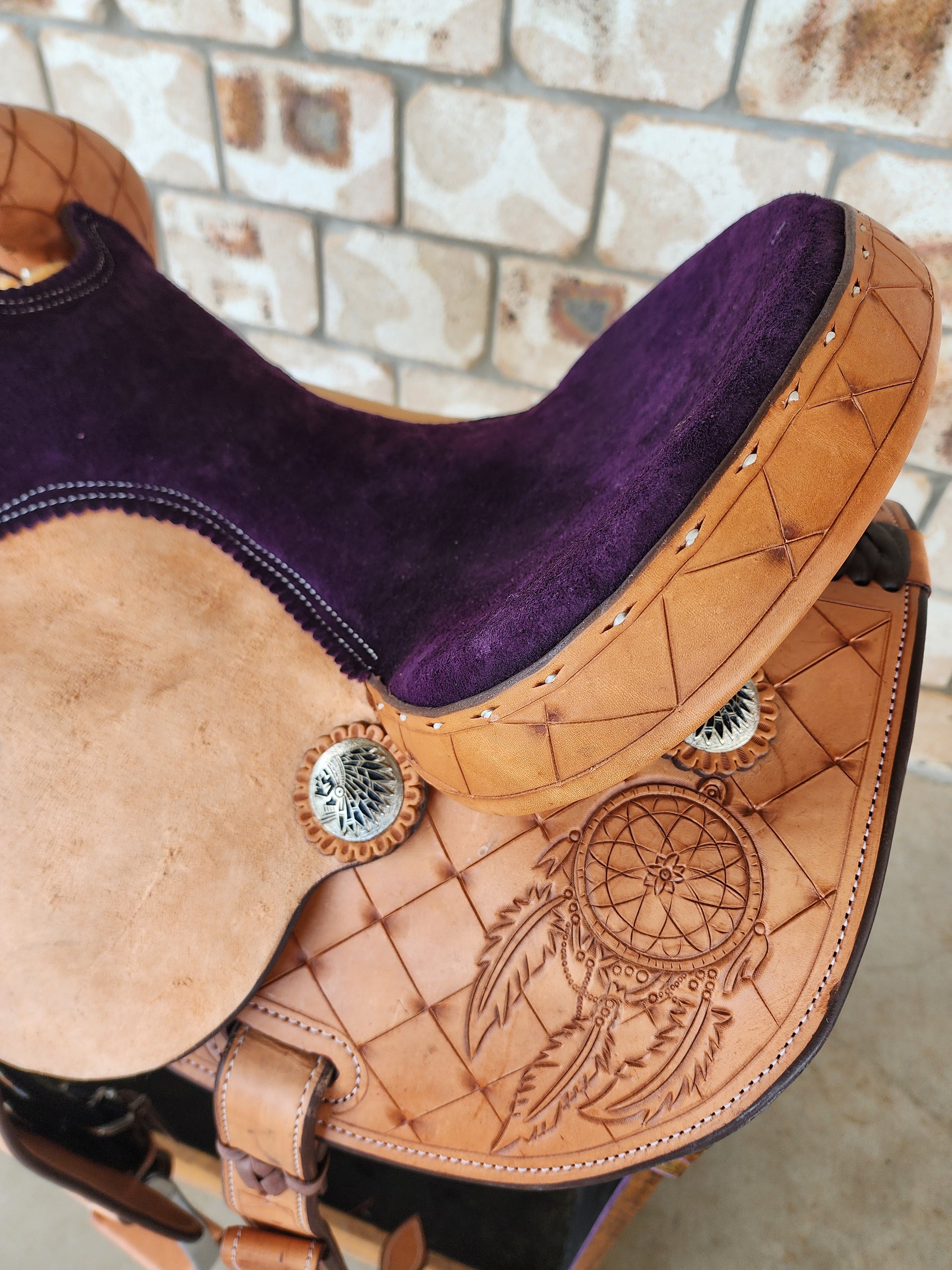 Leather Barrel Saddle - Indigo