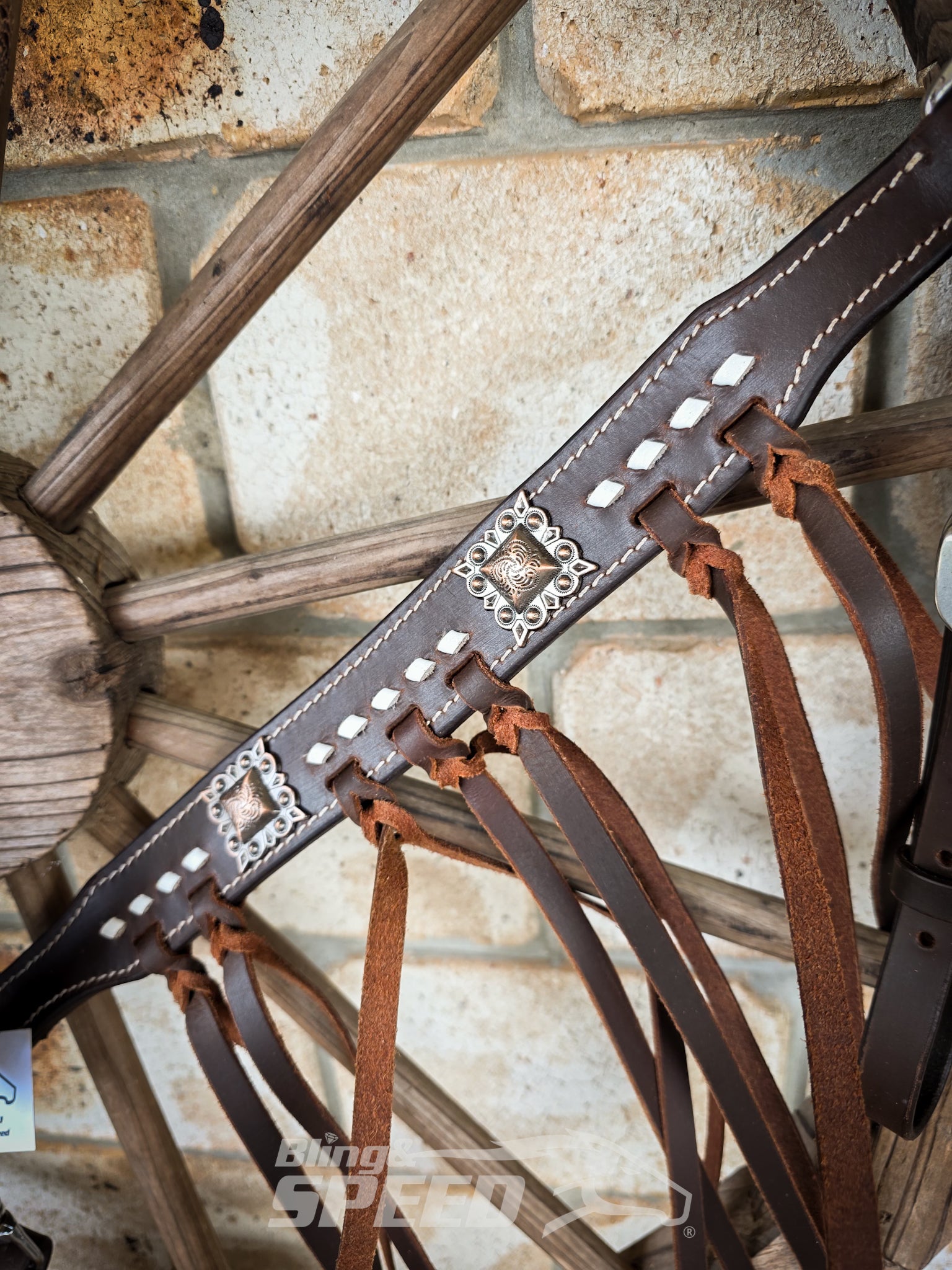 Brown & White Fringe Western Tack Set – Bridle, Breastcollar & Wither Strap