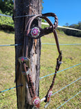 Load image into Gallery viewer, One Ear Plait Bridle with Pink Conchos
