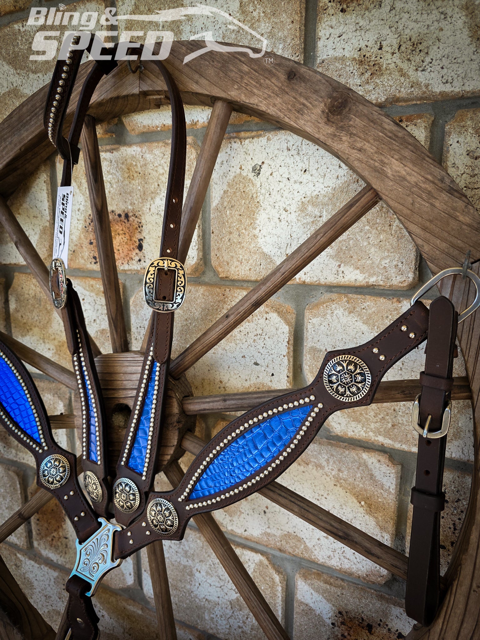 Blue Croc Inlay Tack Set