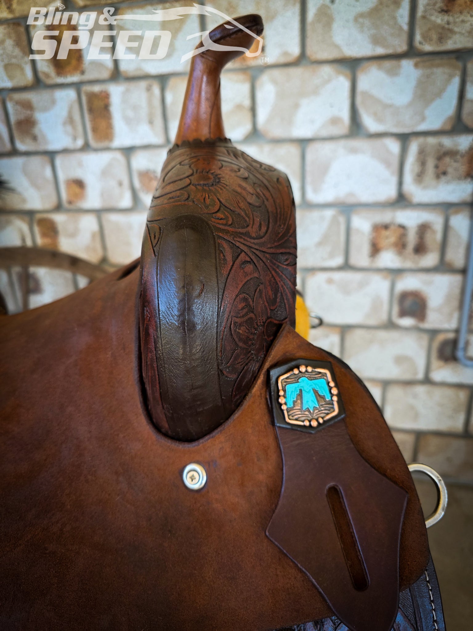 Leather Barrel Saddle - 15" Seat. FQHB 7" Gullet