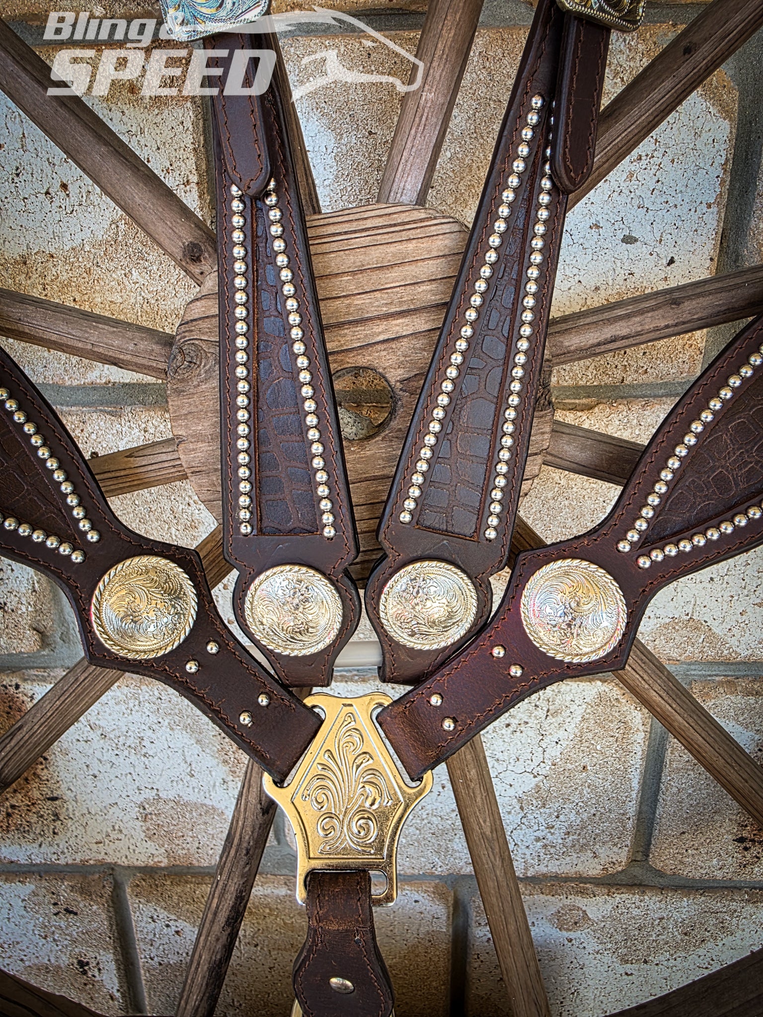 Brown Croc Inlay Tack Set