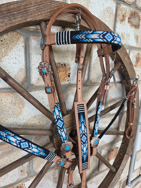 Beaded Skyhigh Breastcollar, Bridle and Wither strap Set