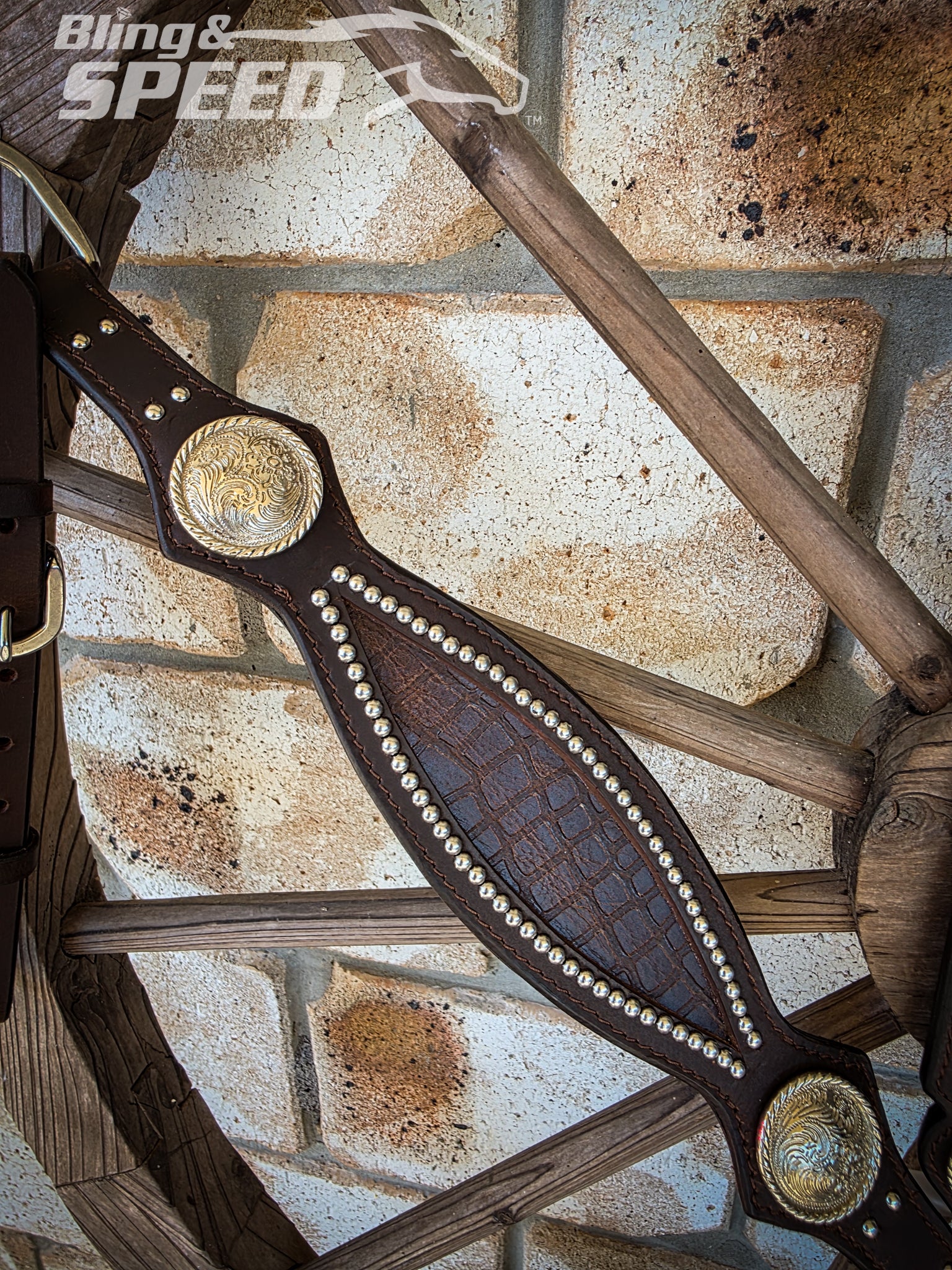 Brown Croc Inlay Tack Set