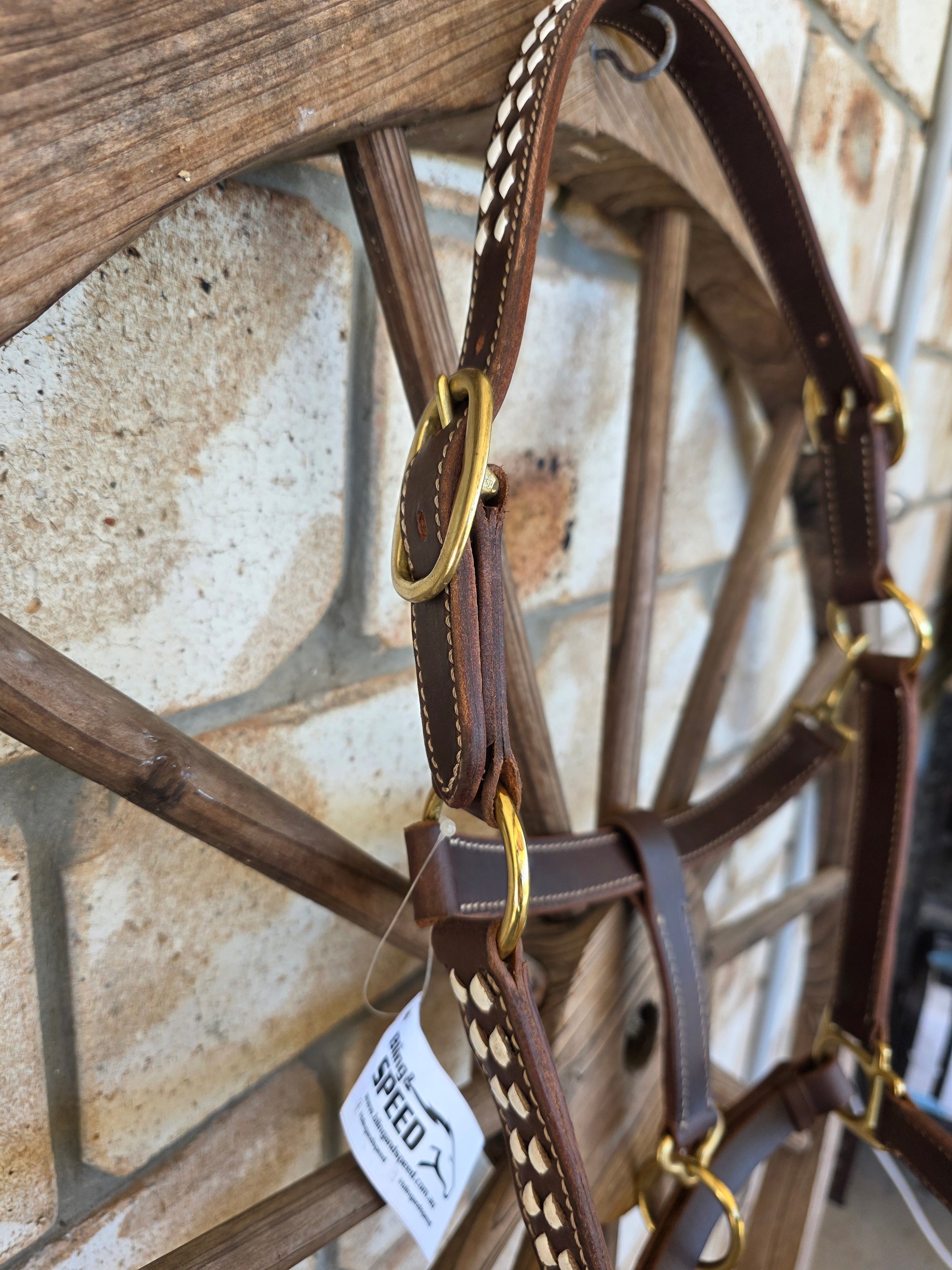 White Buckstitch Leather Halter