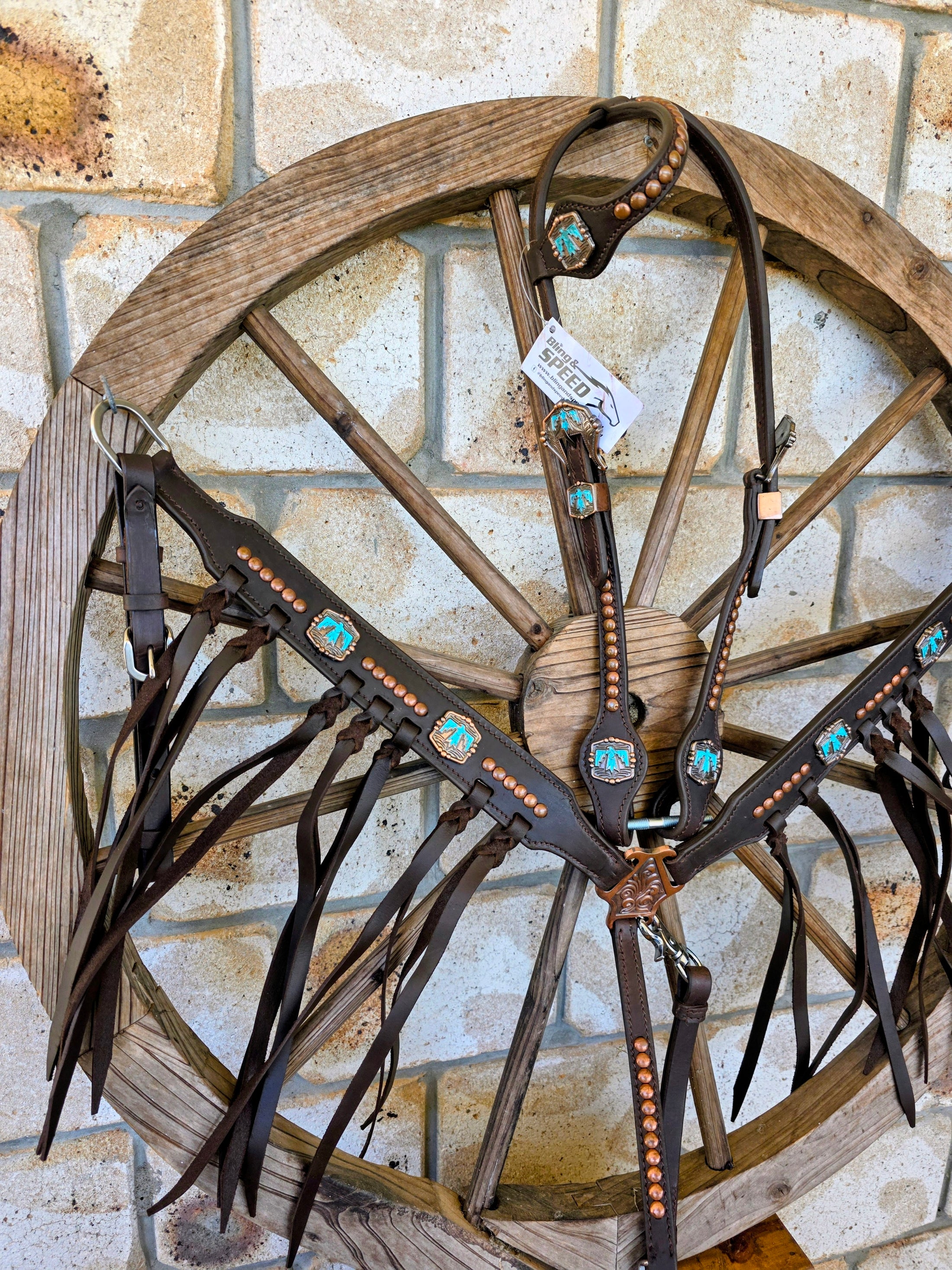 Thunderbird Fringe Tack Set - Turquoise