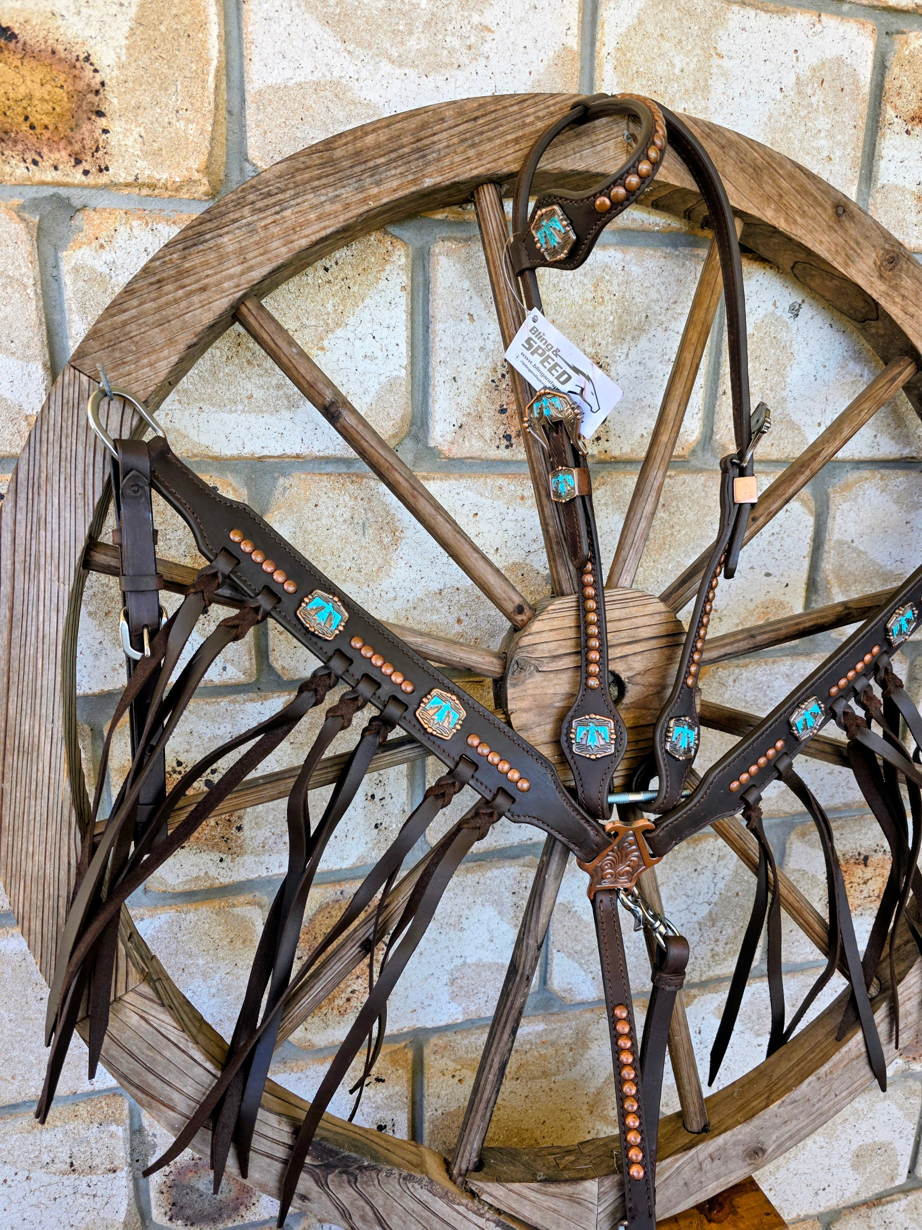Thunderbird Fringe Tack Set - Turquoise