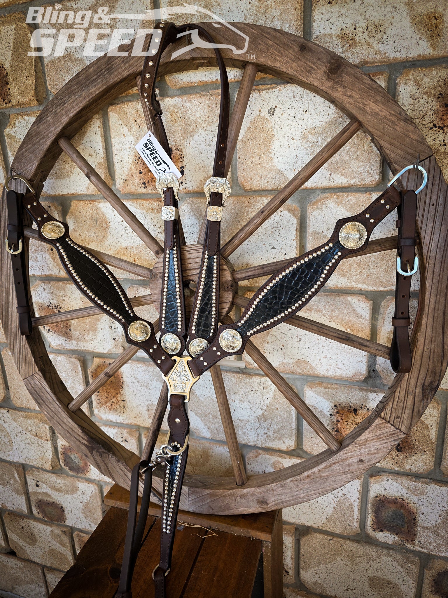 Black Croc Inlay Tack Set