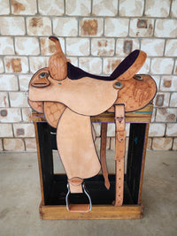 Leather Barrel Racing Saddle 14.5" - Indigo