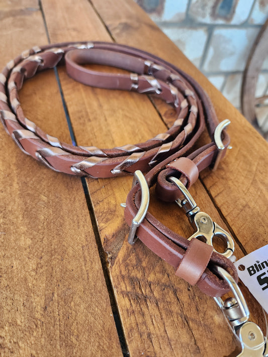 Laced Barrel Reins - Pewter