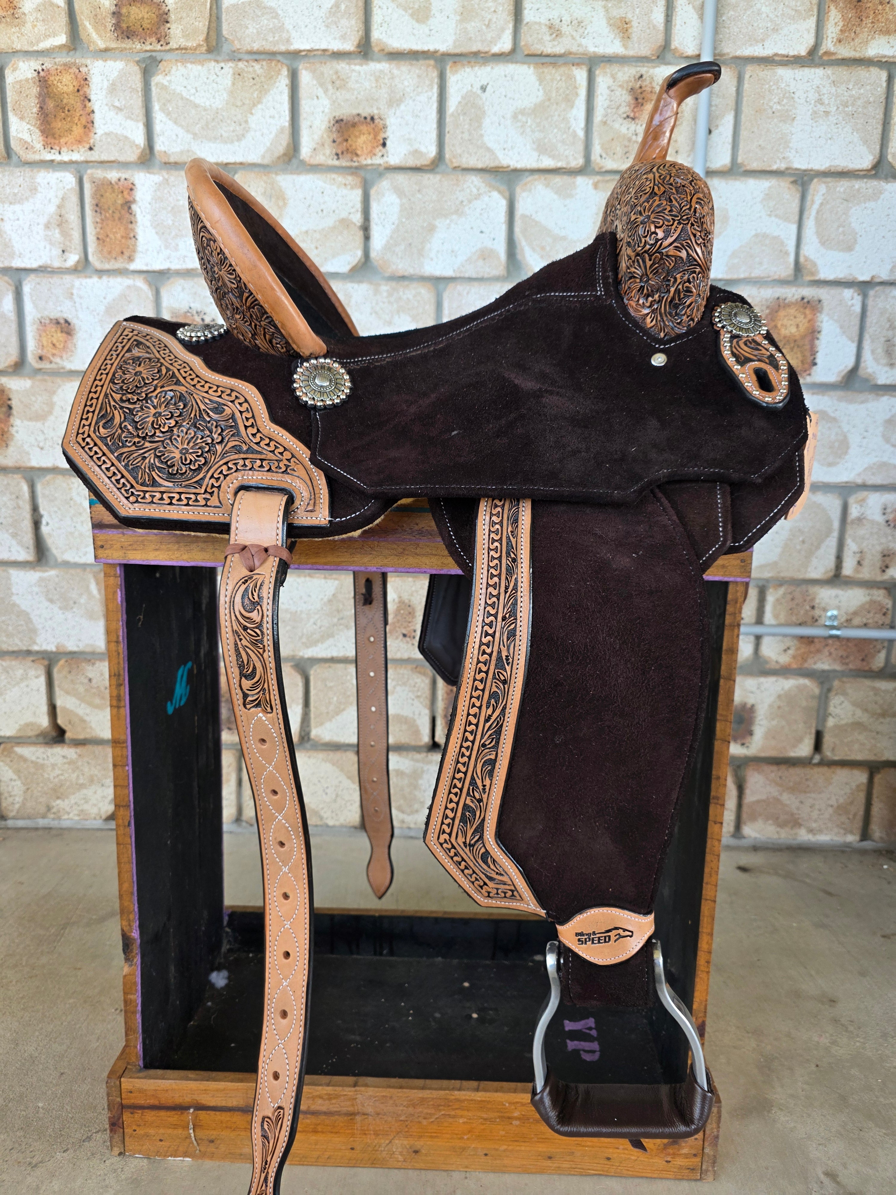 Neoprene Leather Mix Barrel Racing Saddle - NLBS1