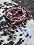 Load image into Gallery viewer, Bling and Speed Gold and Pink Laced Barrel Reins (7873220542702)
