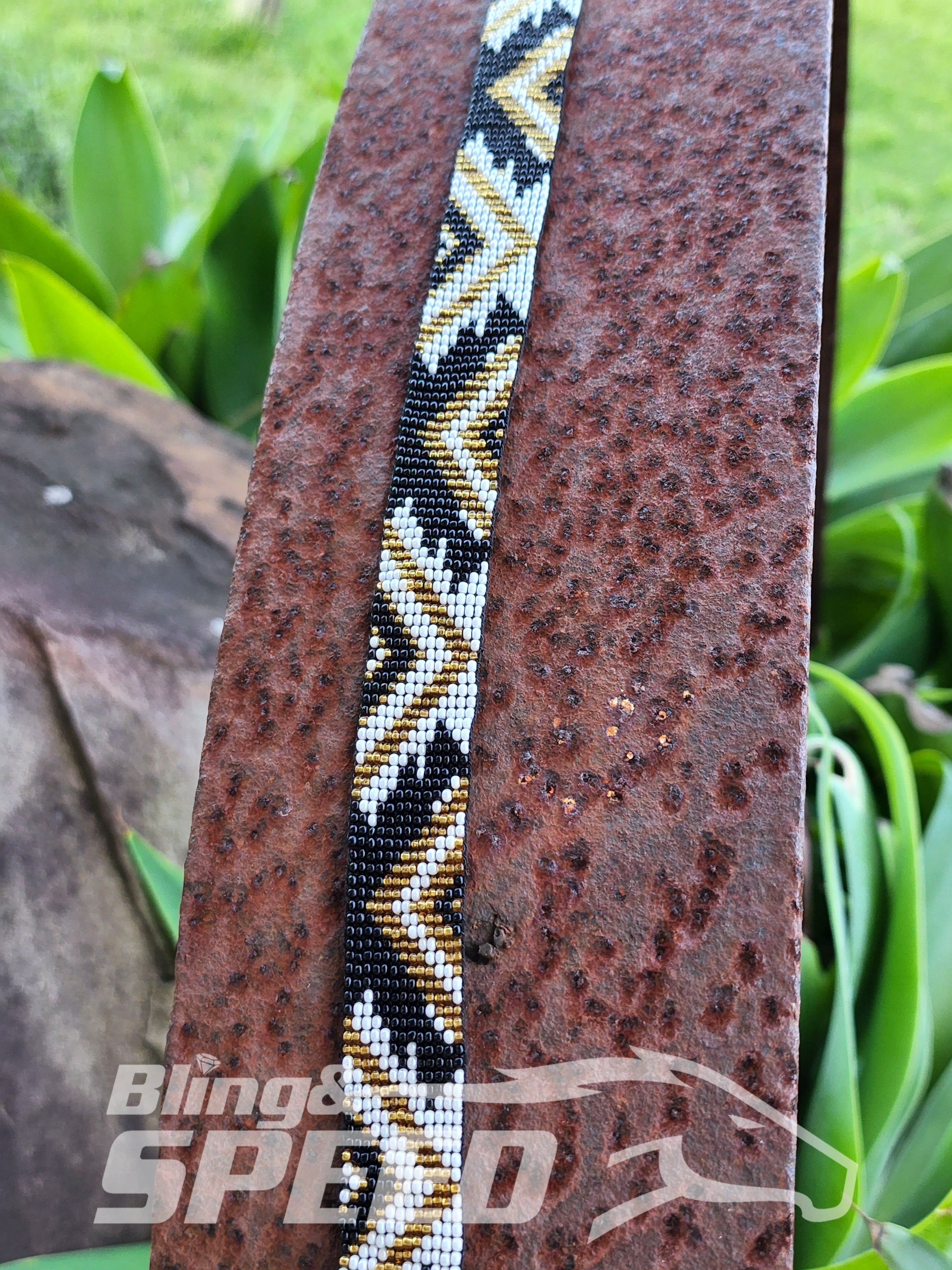 Black and Gold Beaded Hat Band (7873212449006)