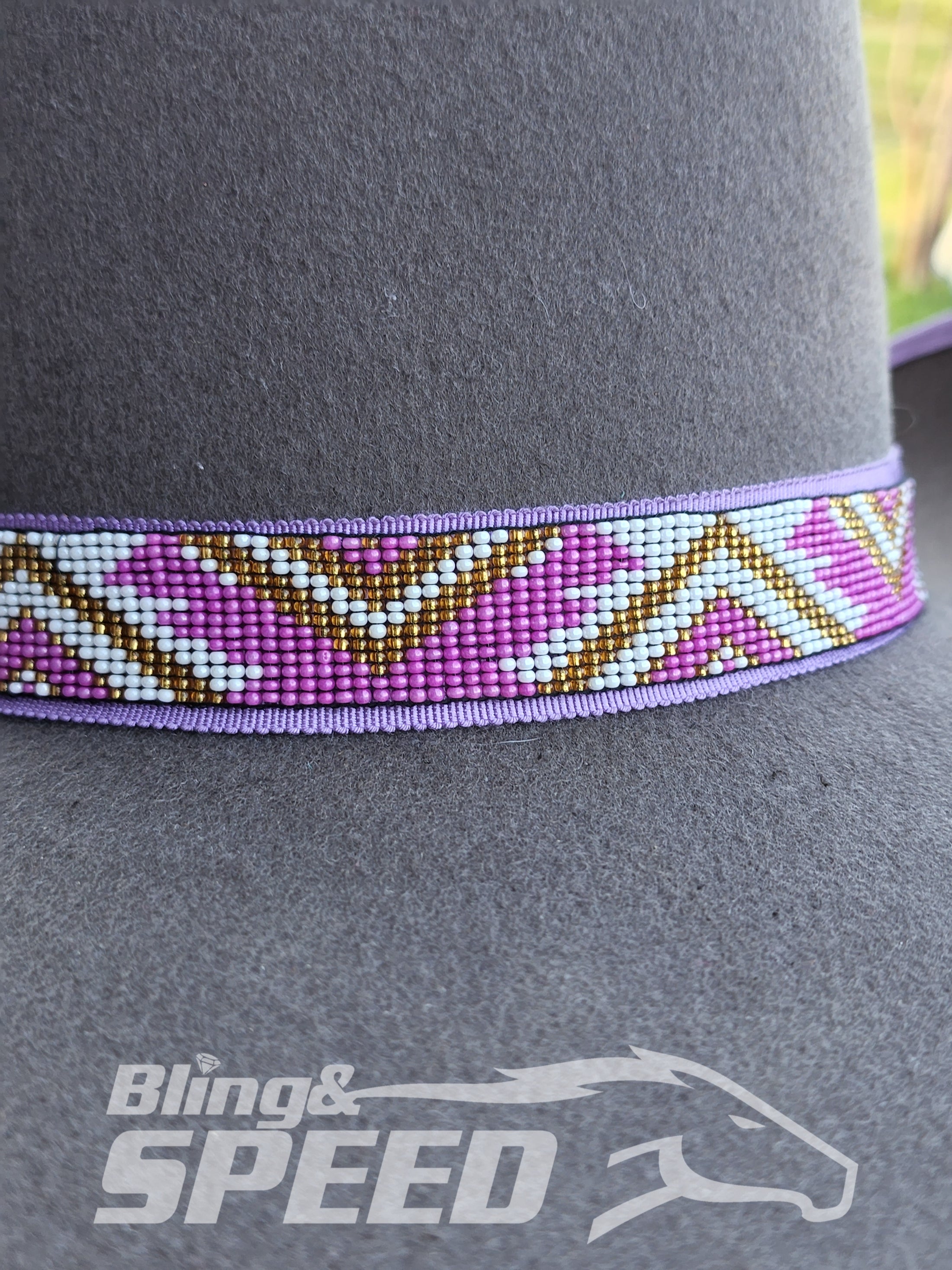 Pink and Gold Beaded Hat Band (7873212514542)