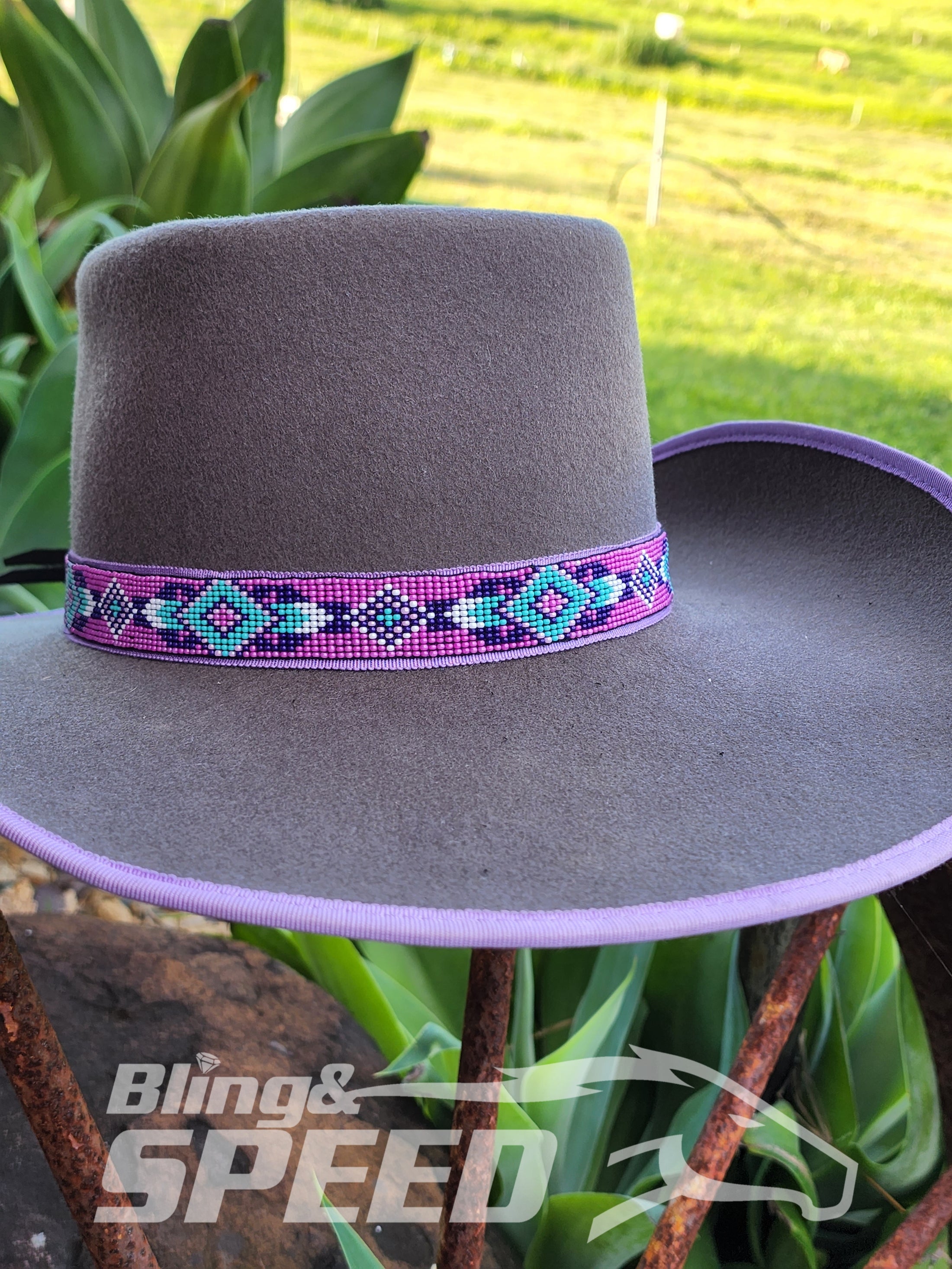 Pink and Blue Diamond Beaded Hat Band (7873212350702)