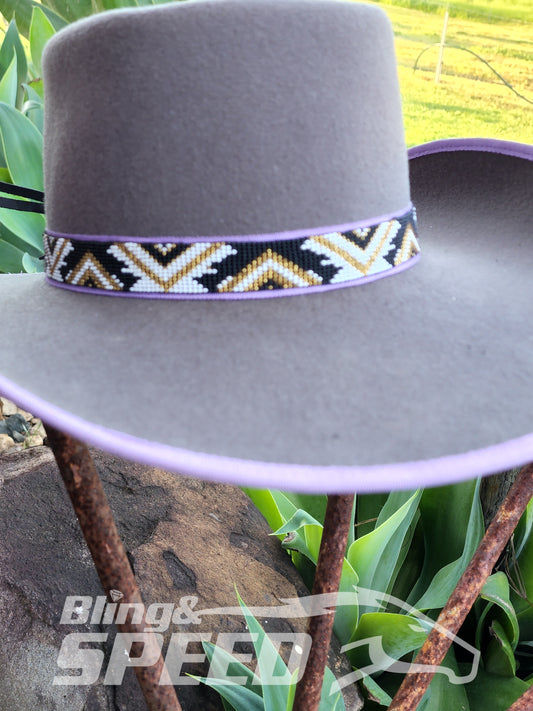 Black and Gold Beaded Hat Band (7873212449006)