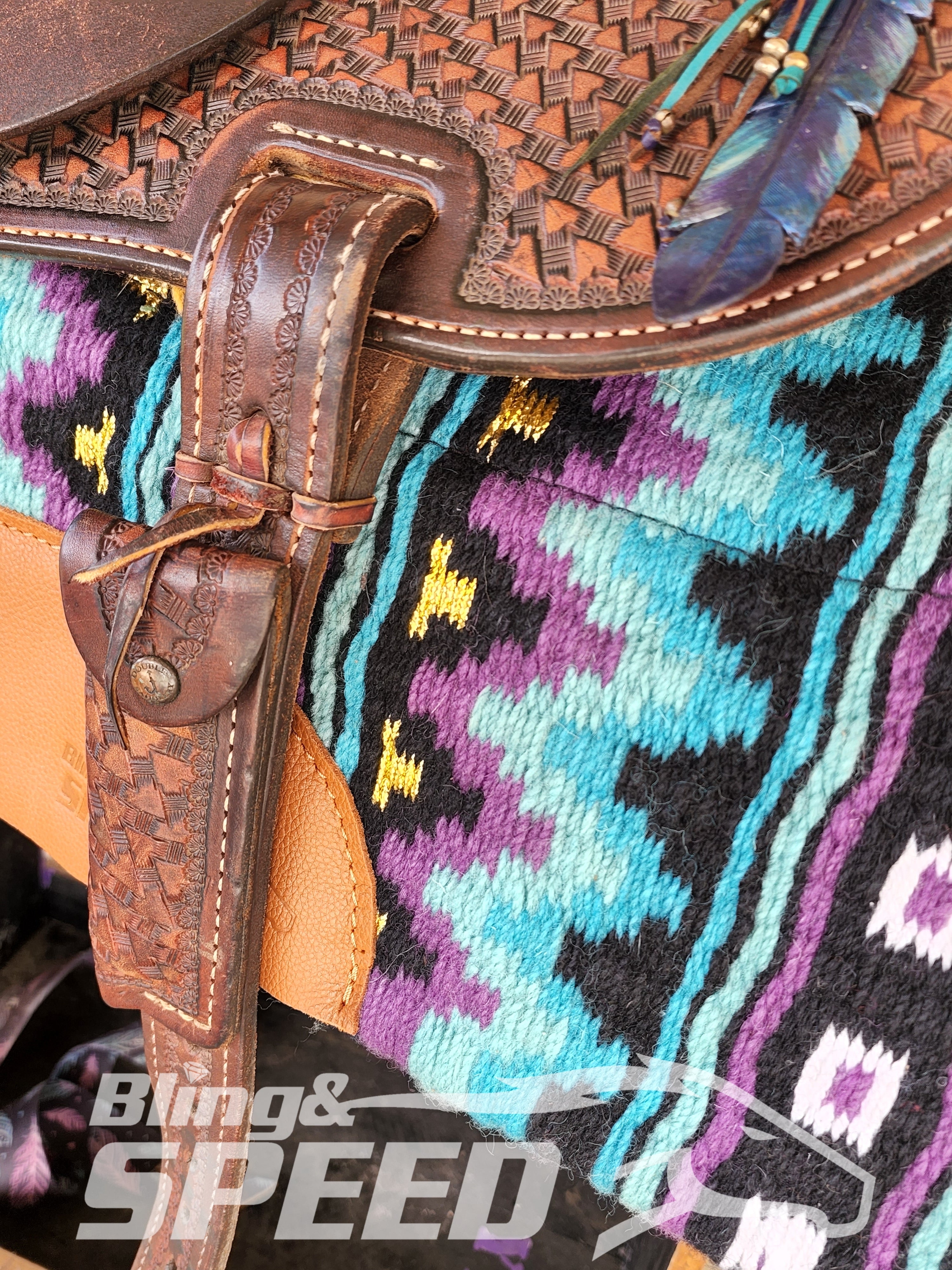 26. "Purple, Gold and Teal" Unicorn Saddle Pad (7873219526894)