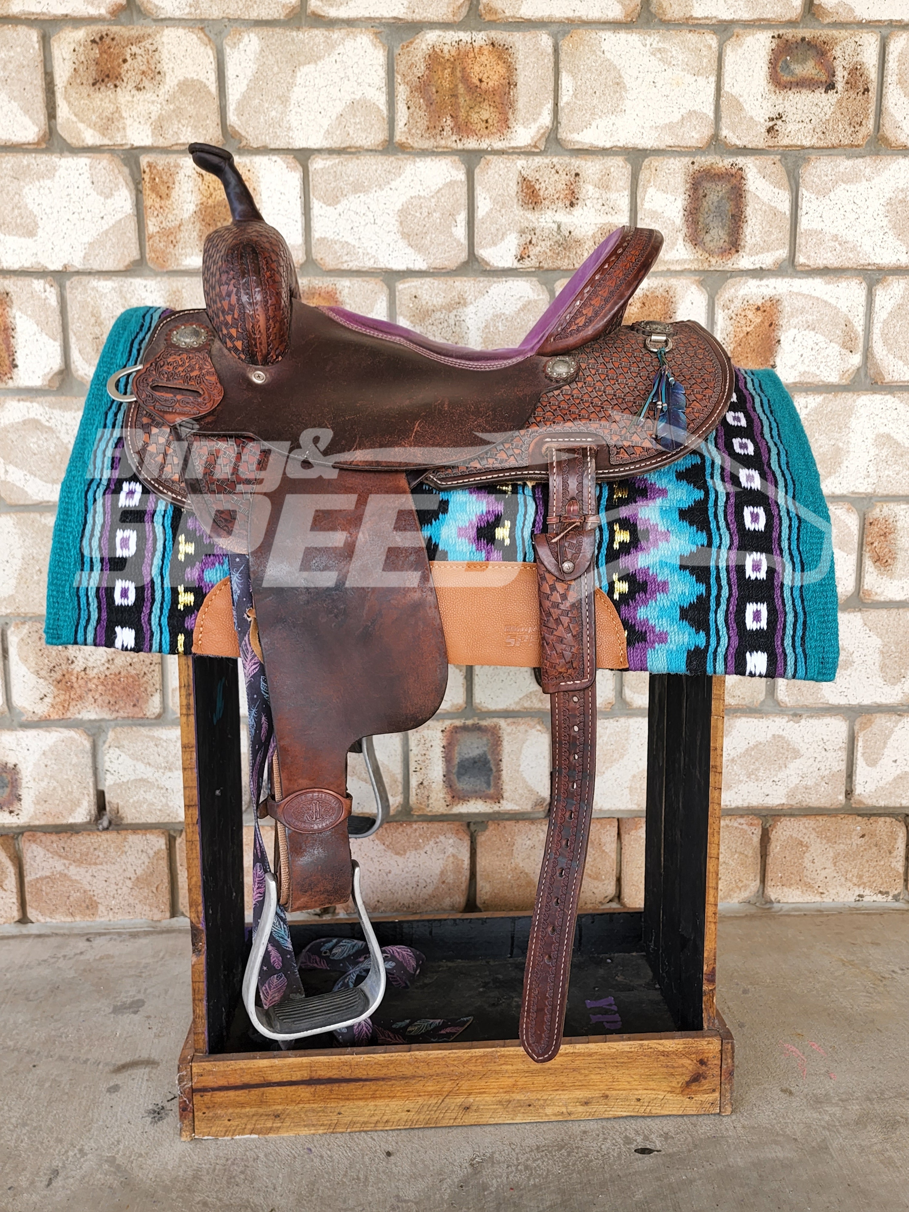 26. "Purple, Gold and Teal" Unicorn Saddle Pad (7873219526894)