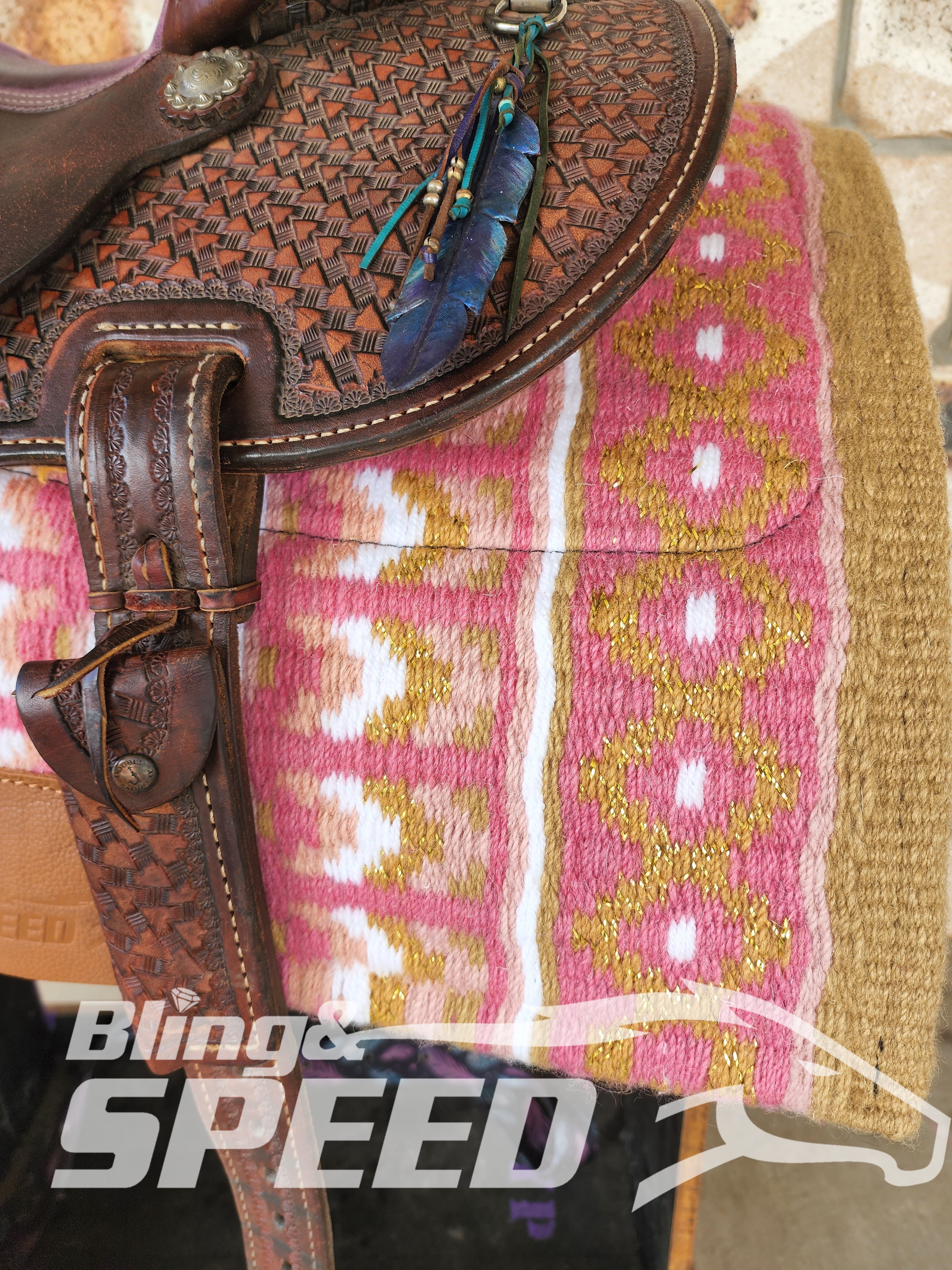 24. "Pink and Gold" Unicorn Saddle Pad (7873219231982)