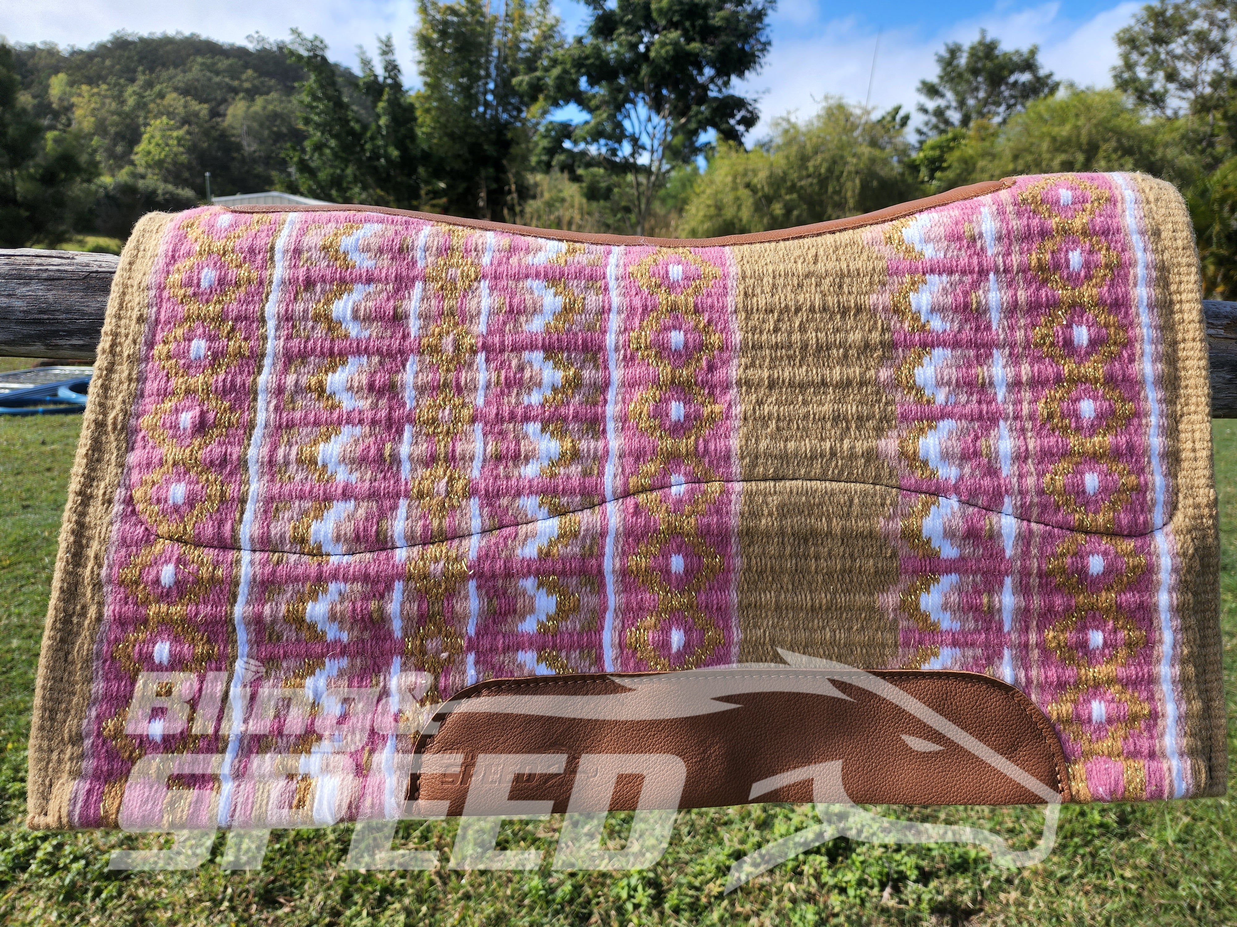 24. "Pink and Gold" Unicorn Saddle Pad (7873219231982)