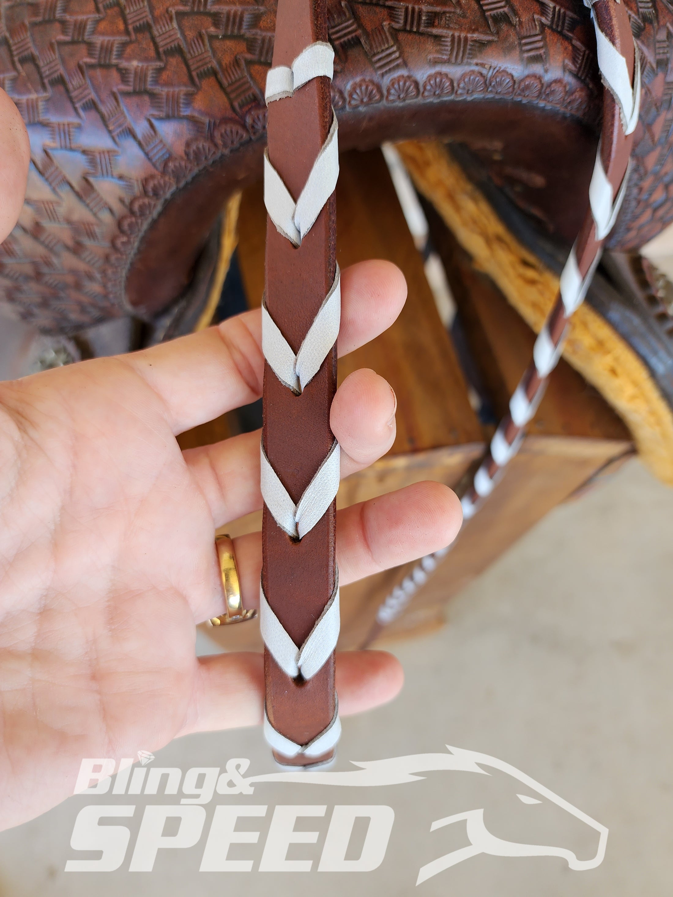 Bling and Speed White Laced Barrel Reins (7897831735534)