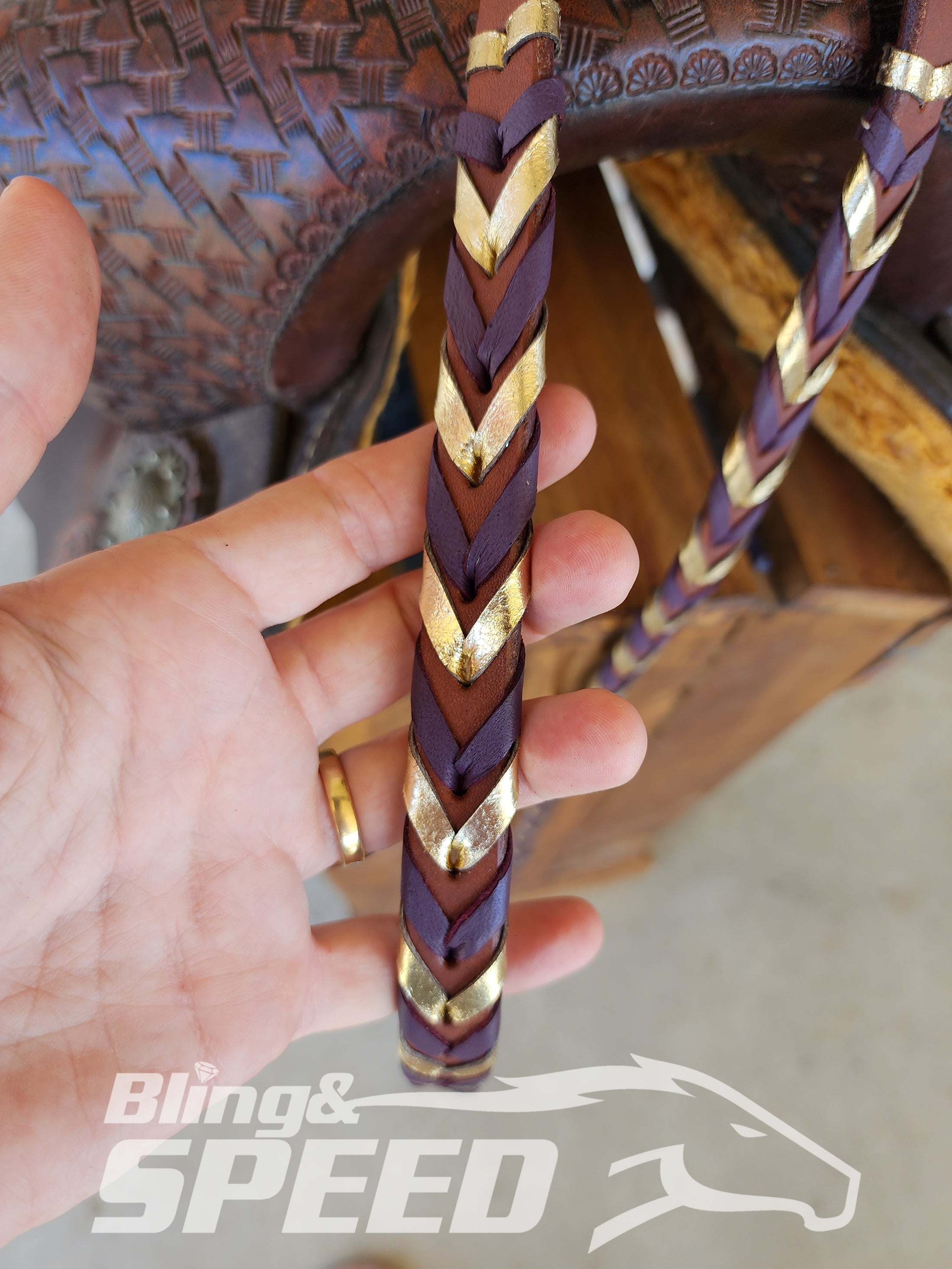Bling and Speed Rose Gold and Purple Laced Barrel Reins (7897831047406)