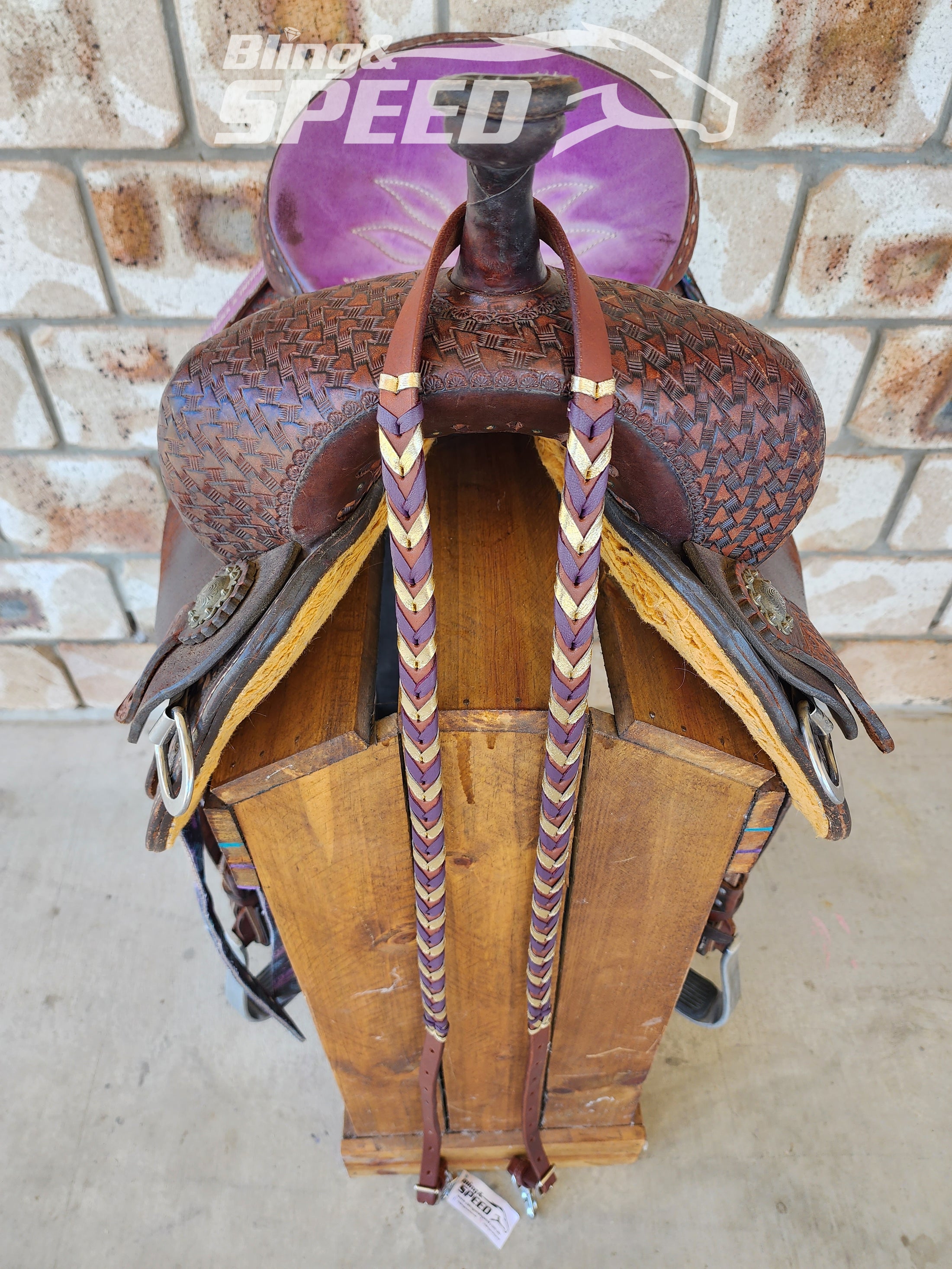 Bling and Speed Rose Gold and Purple Laced Barrel Reins (7897831047406)