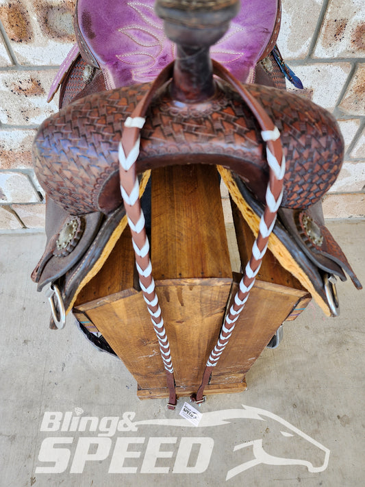 Bling and Speed White Laced Barrel Reins (7897831735534)