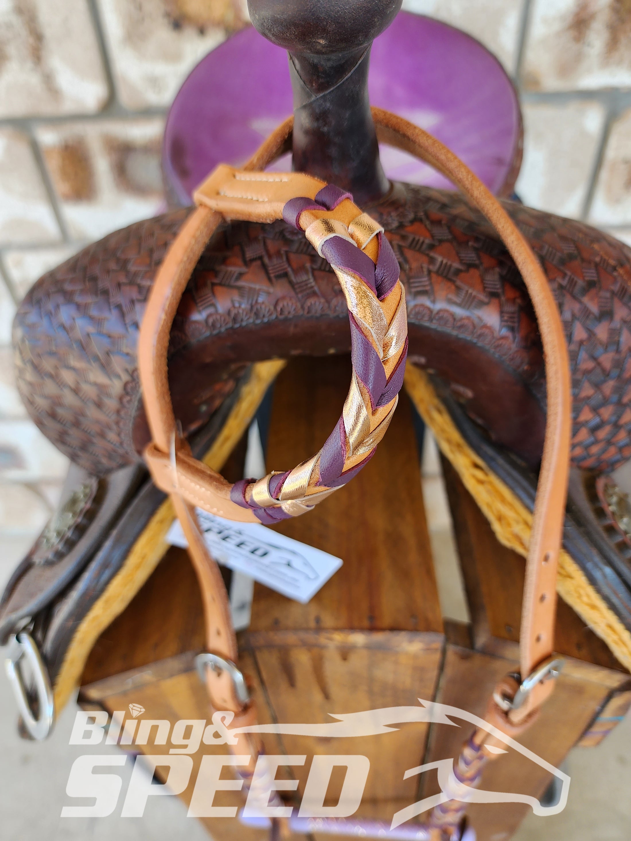 Bling and Speed Purple & Rose Gold Laced One Ear Bridle (7897833799918)