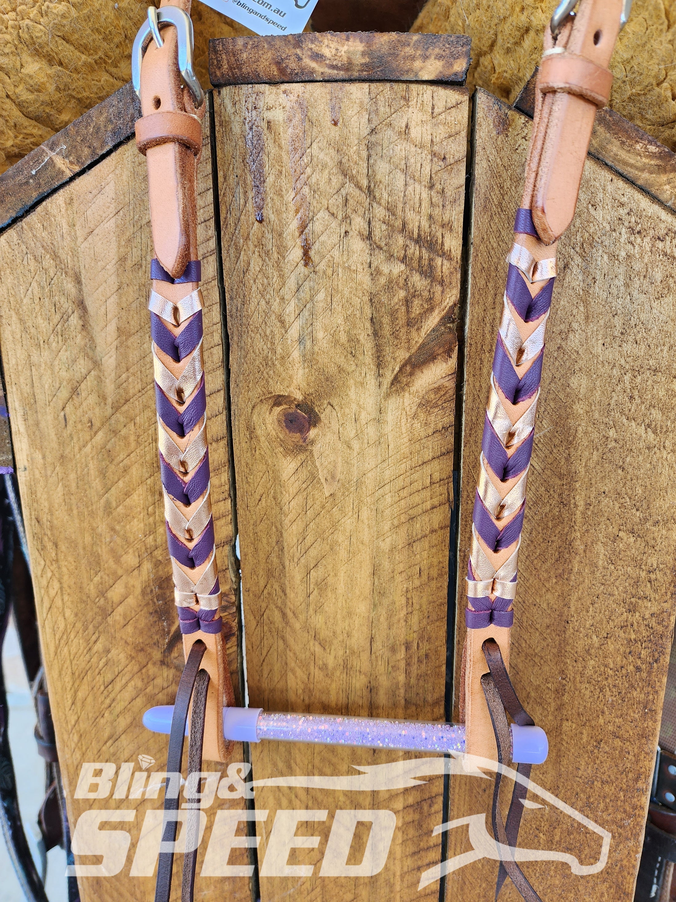 Bling and Speed Purple & Rose Gold Laced One Ear Bridle (7897833799918)