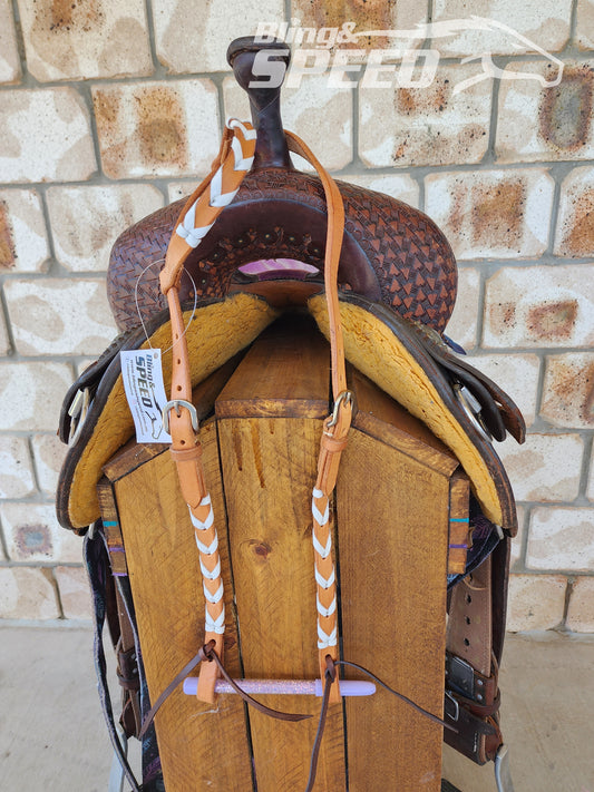 Bling and Speed White Laced One Ear Bridle (7897832980718)