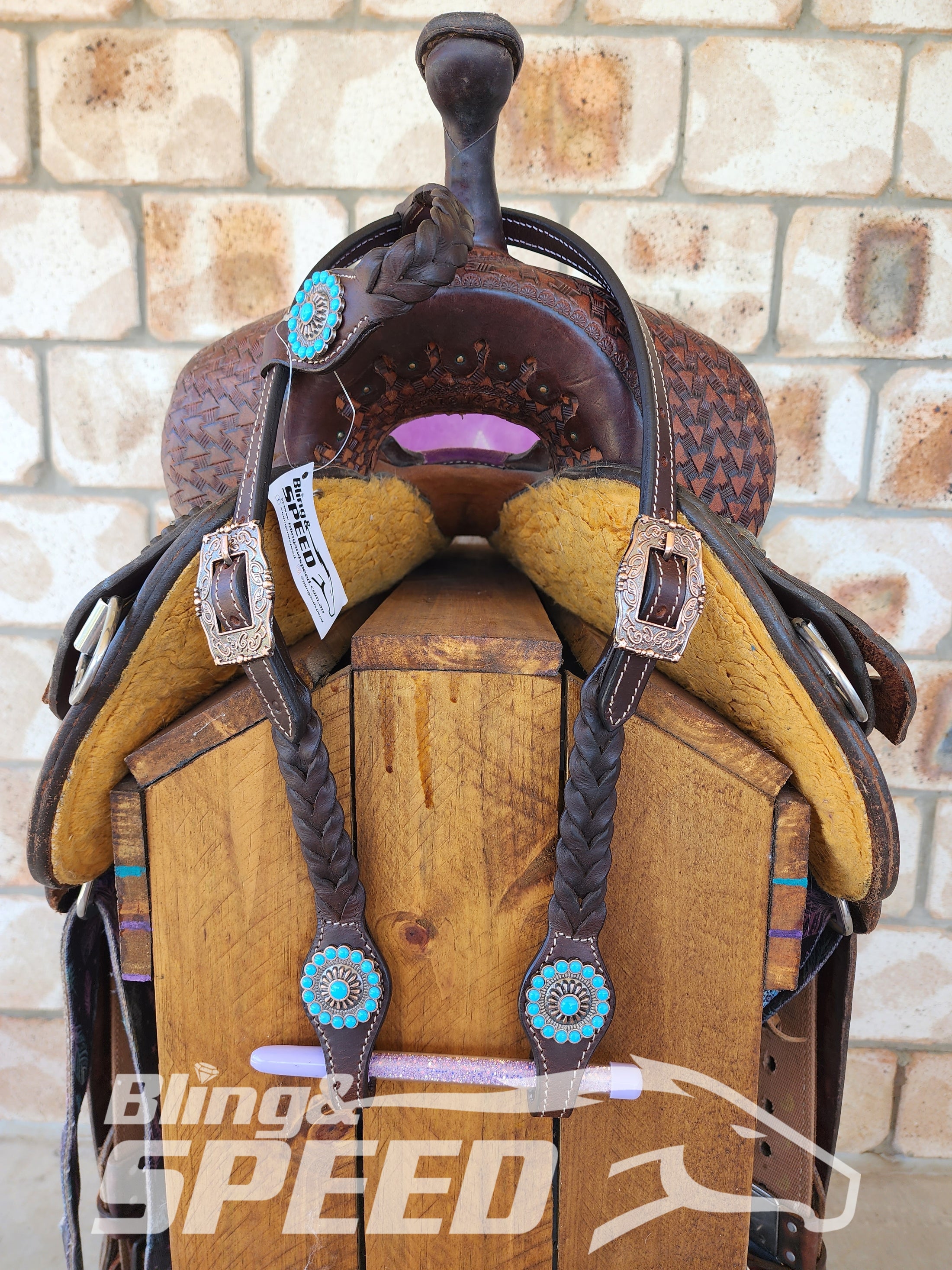Bling & Speed Plait One Ear Bridle with Turquoise (7897865683182)