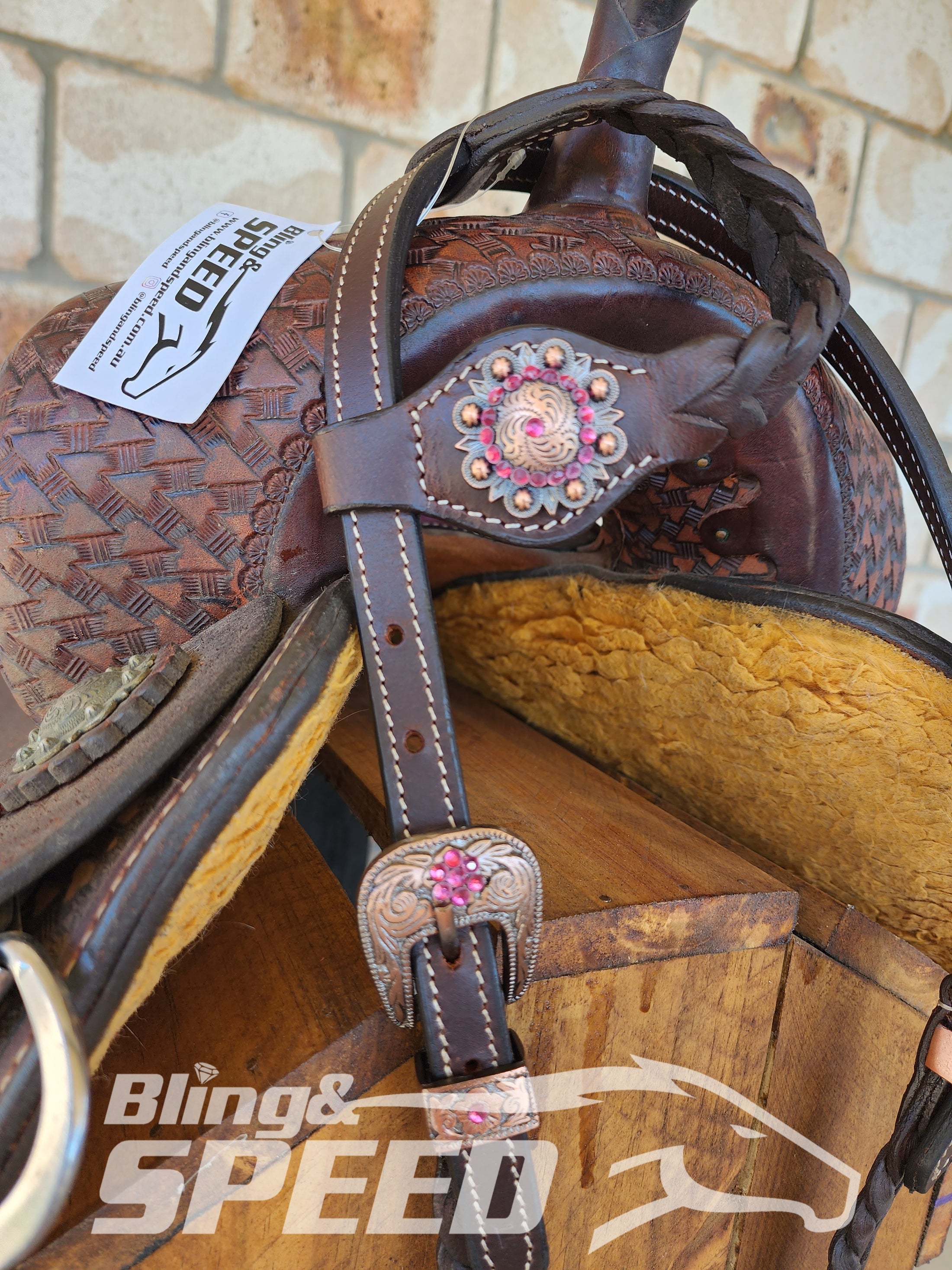 Bling & Speed Plait One Ear Bridle with Pink (7897868796142)