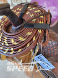 Load image into Gallery viewer, Bling & Speed Gold Laced Split Reins (7897871614190)
