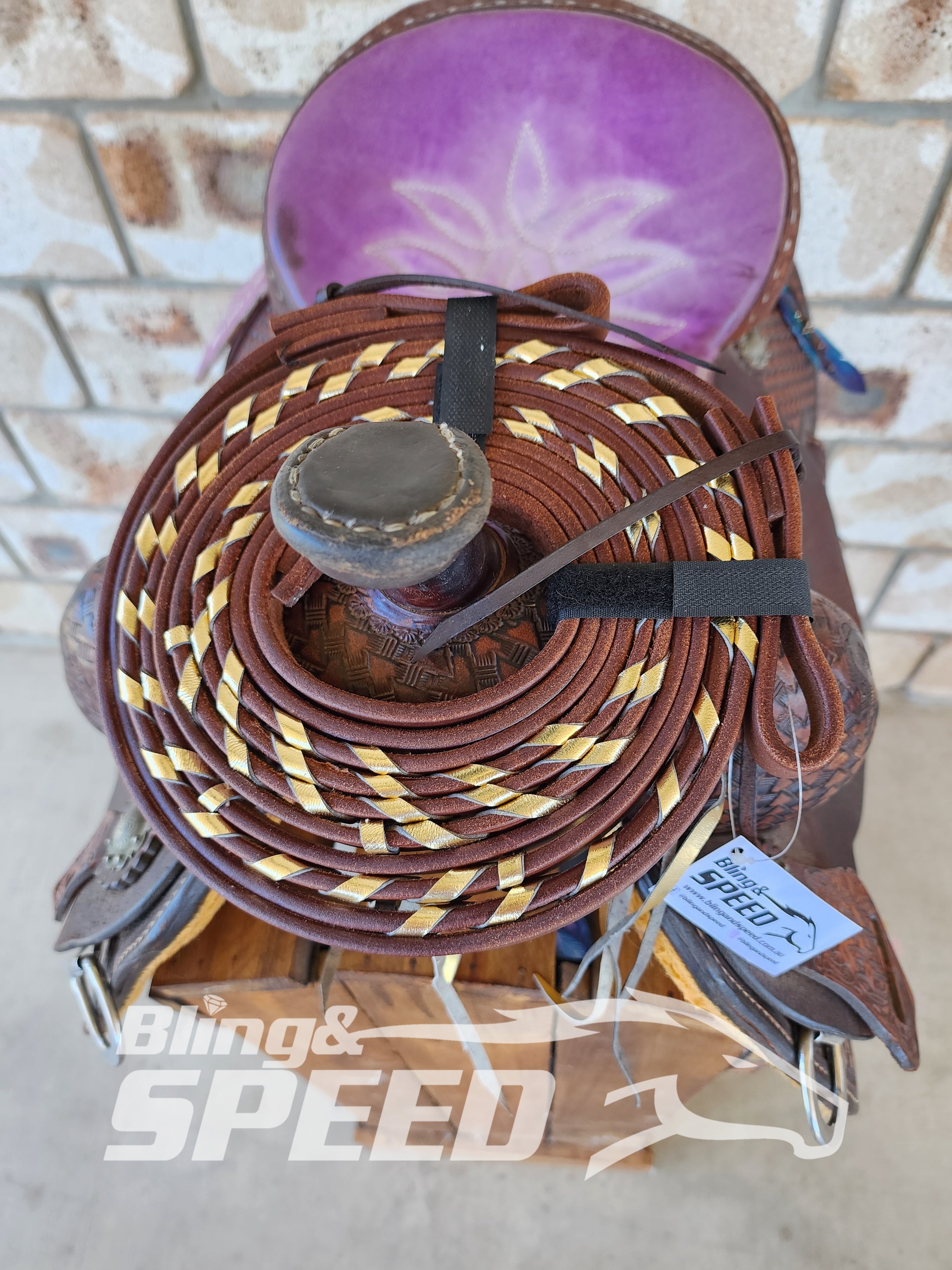 Bling & Speed Gold Laced Split Reins (7897871614190)