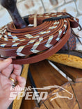 Load image into Gallery viewer, Bling & Speed Silver Laced Split Reins (7873220477166)
