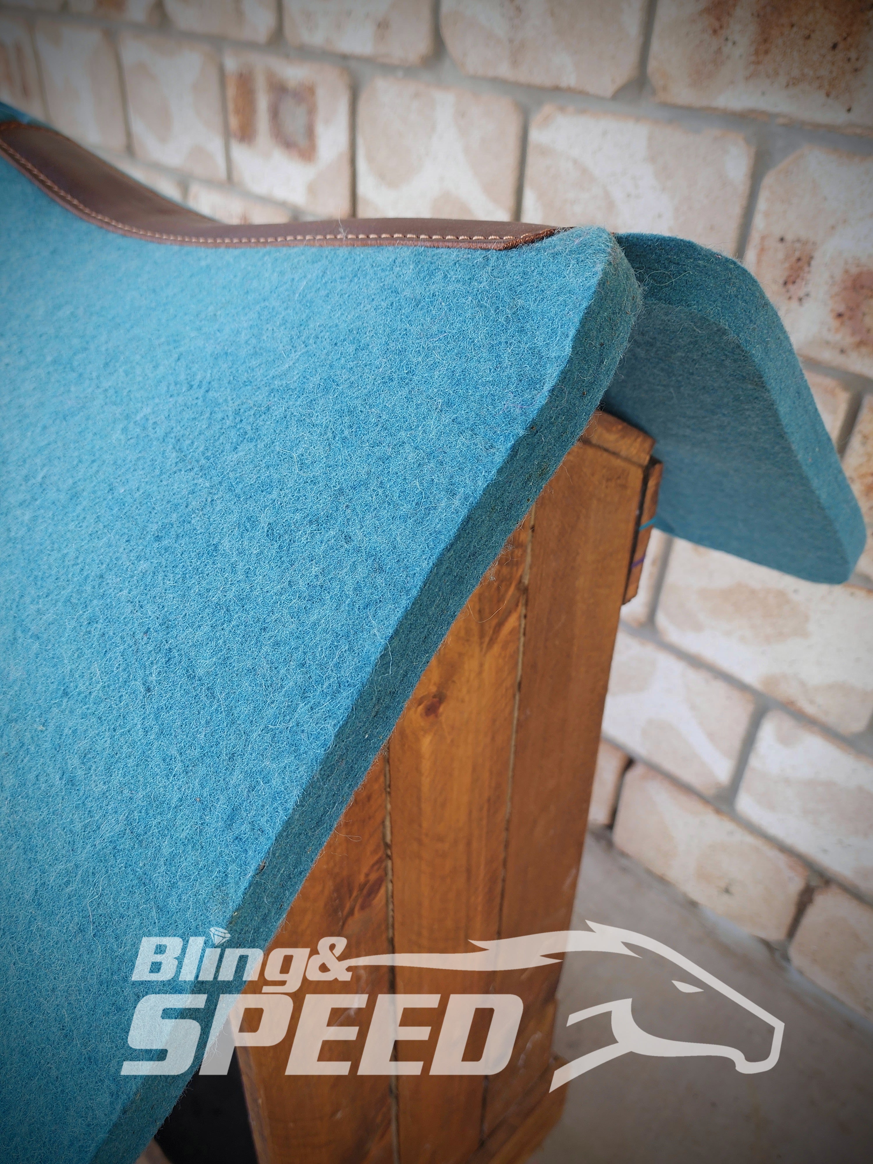 The Barrel Racer Felt Saddle Pad - Turquoise (7907536470254)